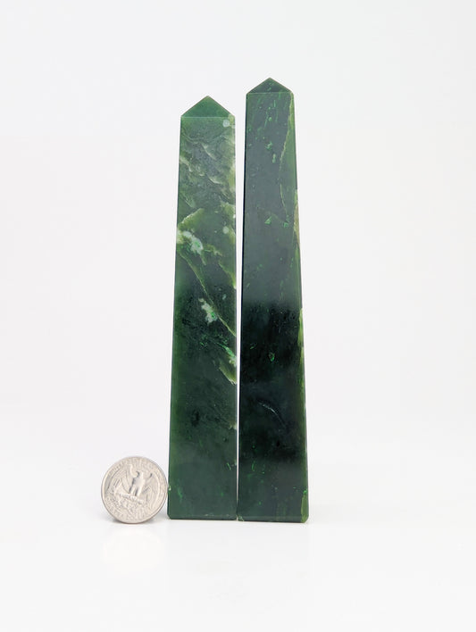 British Columbia Nephrite - Obelisk - B Grade - 2pc - 451g