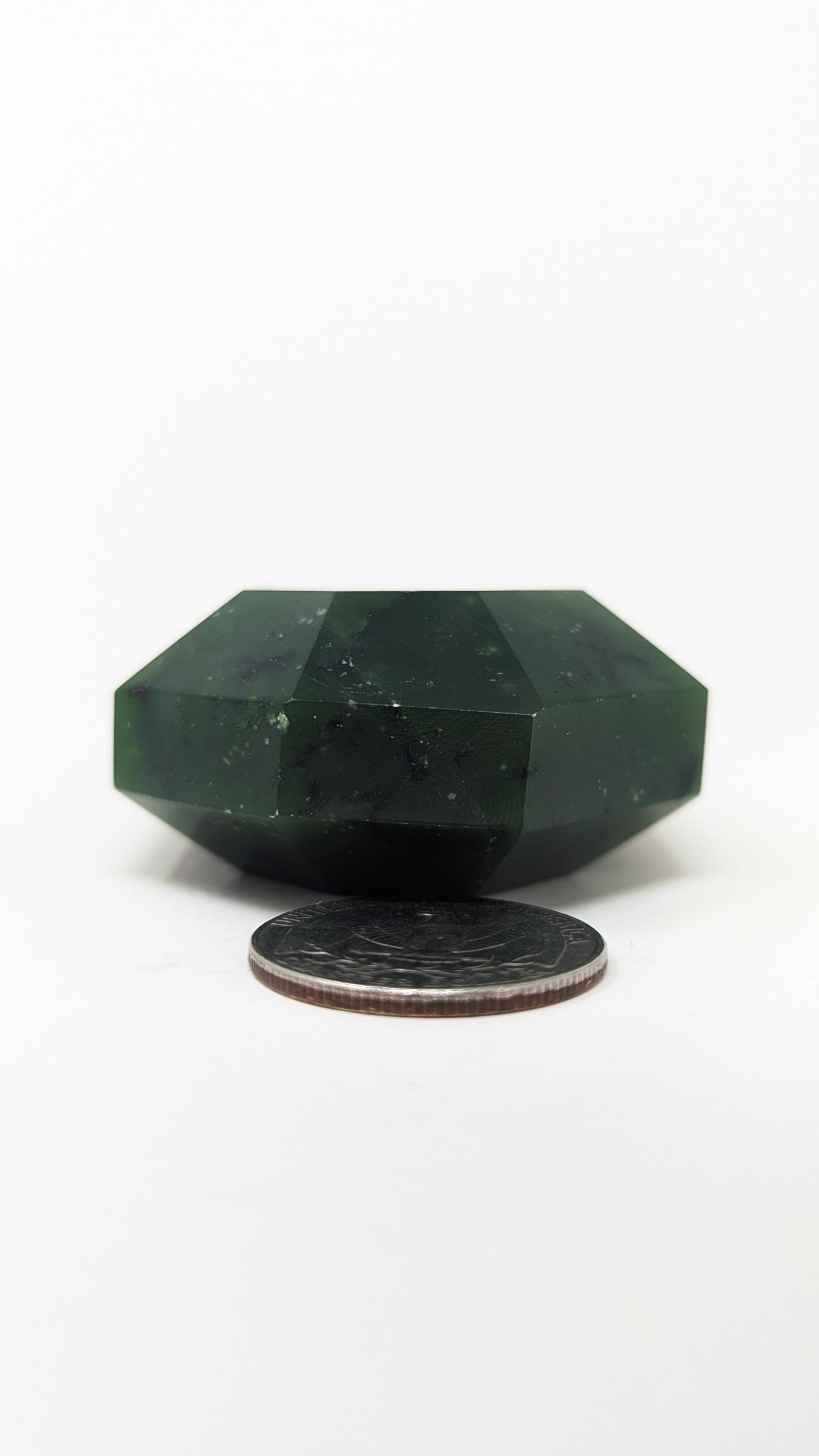 British Columbia Nephrite - Faceted Palm Stone - A Grade - 1pc - 154g