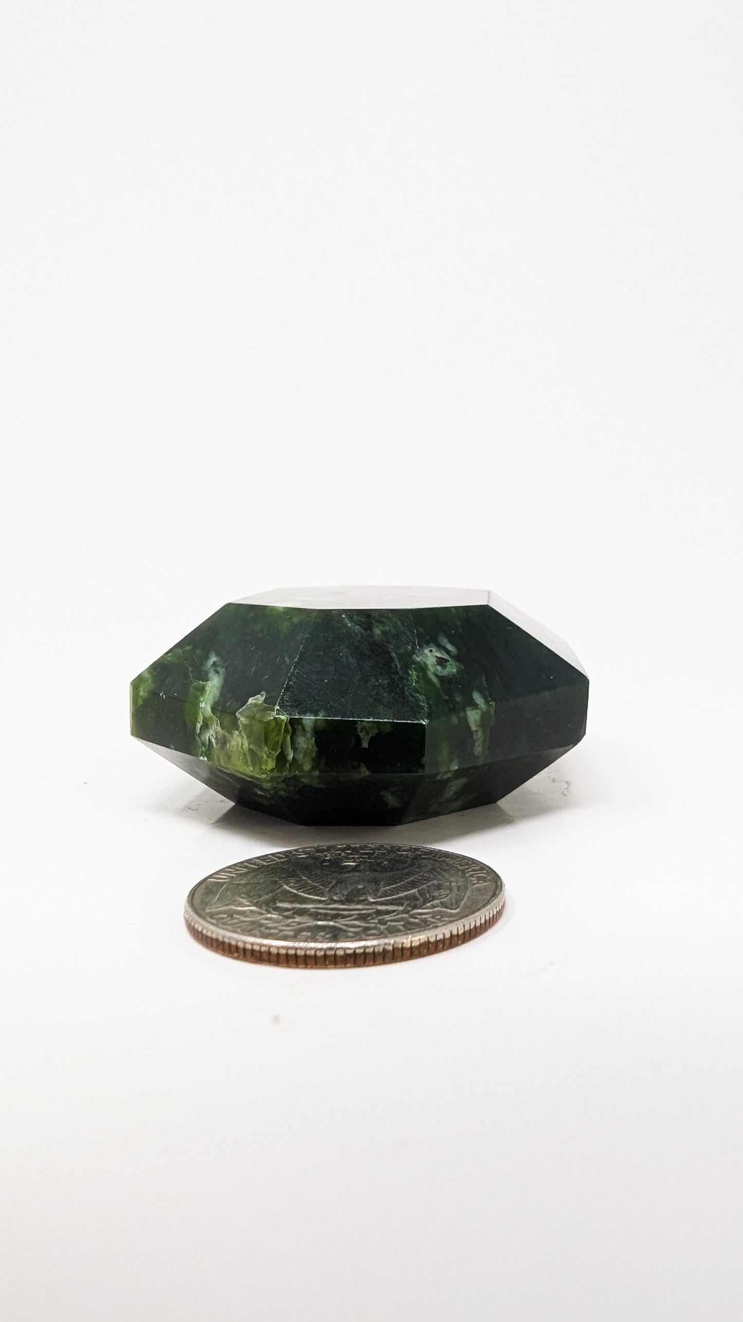 British Columbia Nephrite - Faceted Palm Stone - B+ Grade - 1pc - 119g