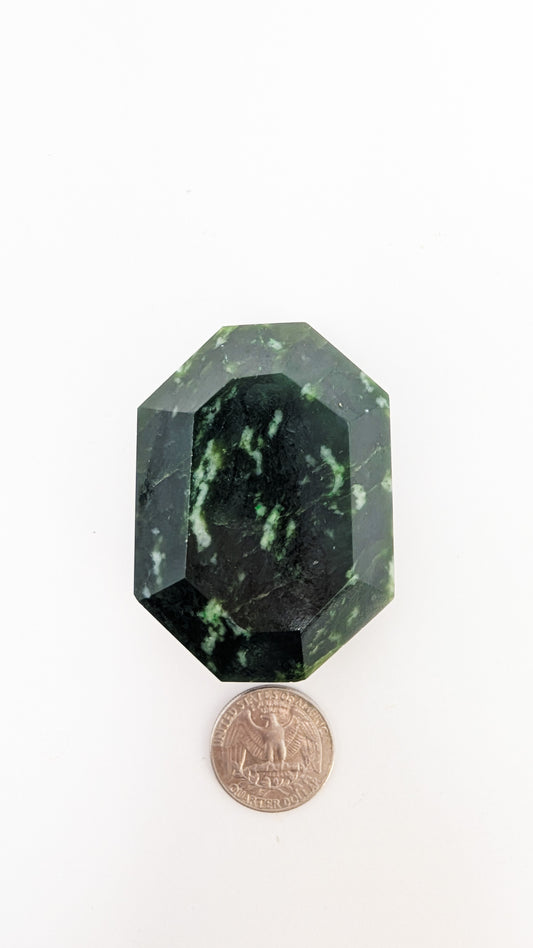 British Columbia Nephrite - Faceted Palm Stone - B+ Grade - 1pc - 119g