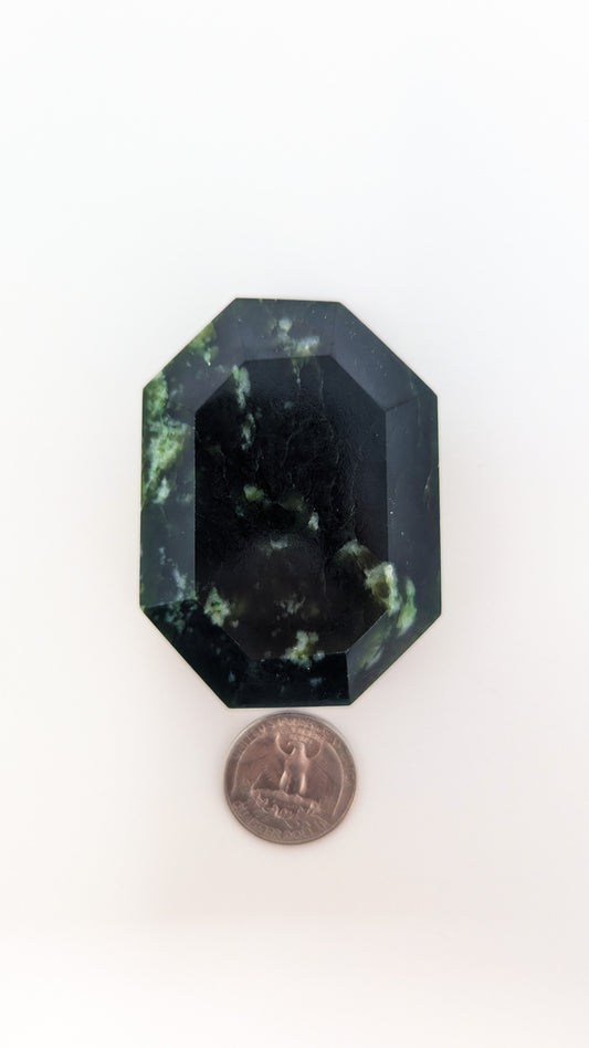 British Columbia Nephrite - Faceted Palm Stone - B+ Grade - 1pc - 123g