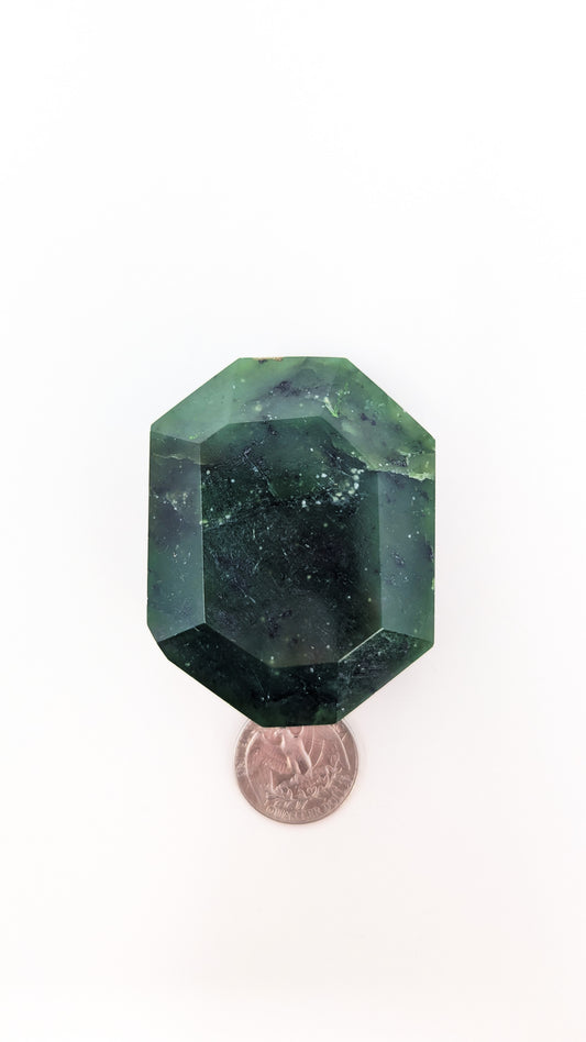 British Columbia Nephrite - Faceted Palm Stone - B+ Grade - 1pc - 151g
