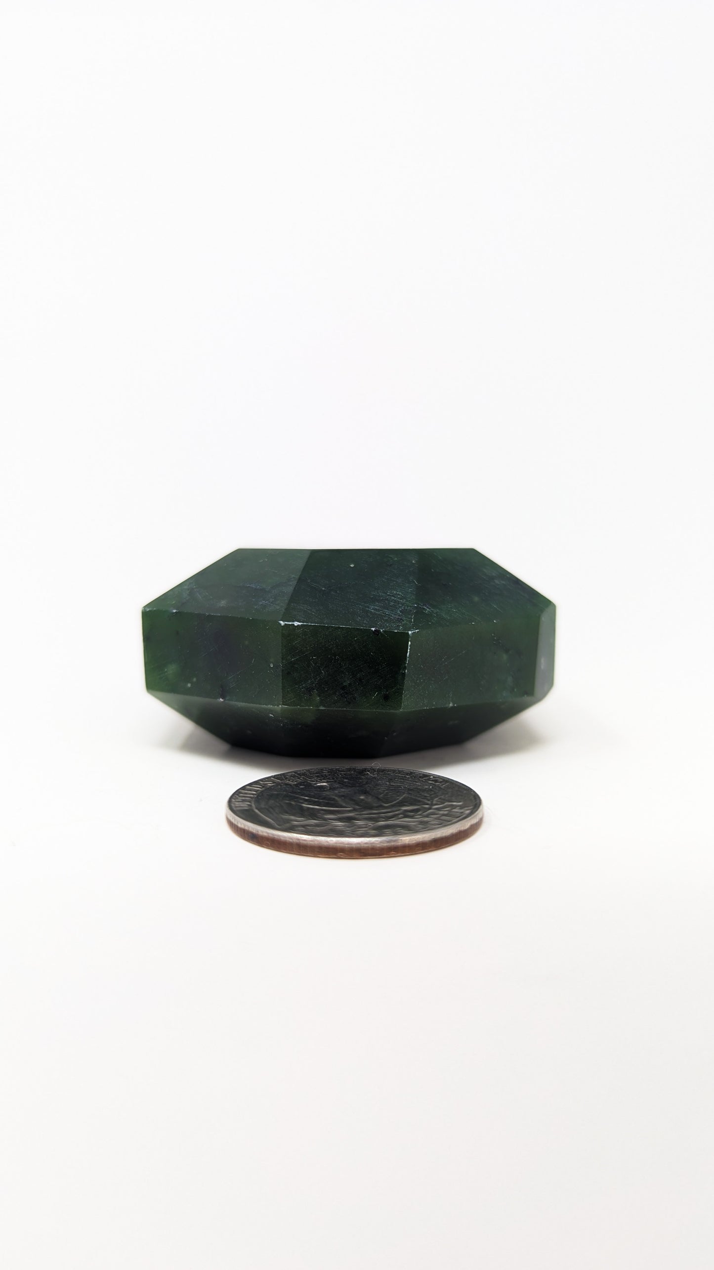British Columbia Nephrite - Faceted Palm Stone - B+ Grade - 1pc - 151g