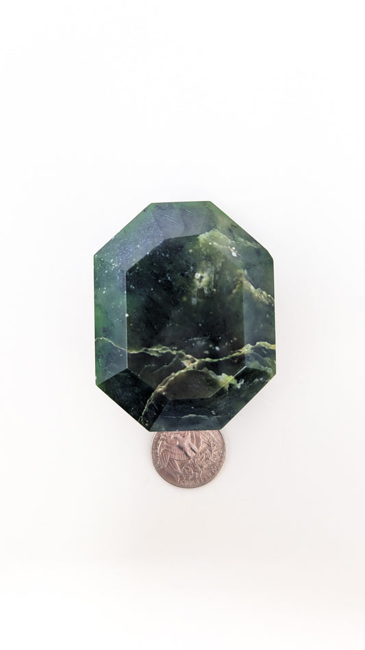 British Columbia Nephrite - Faceted Palm Stone - B+ Grade - 1pc - 158g