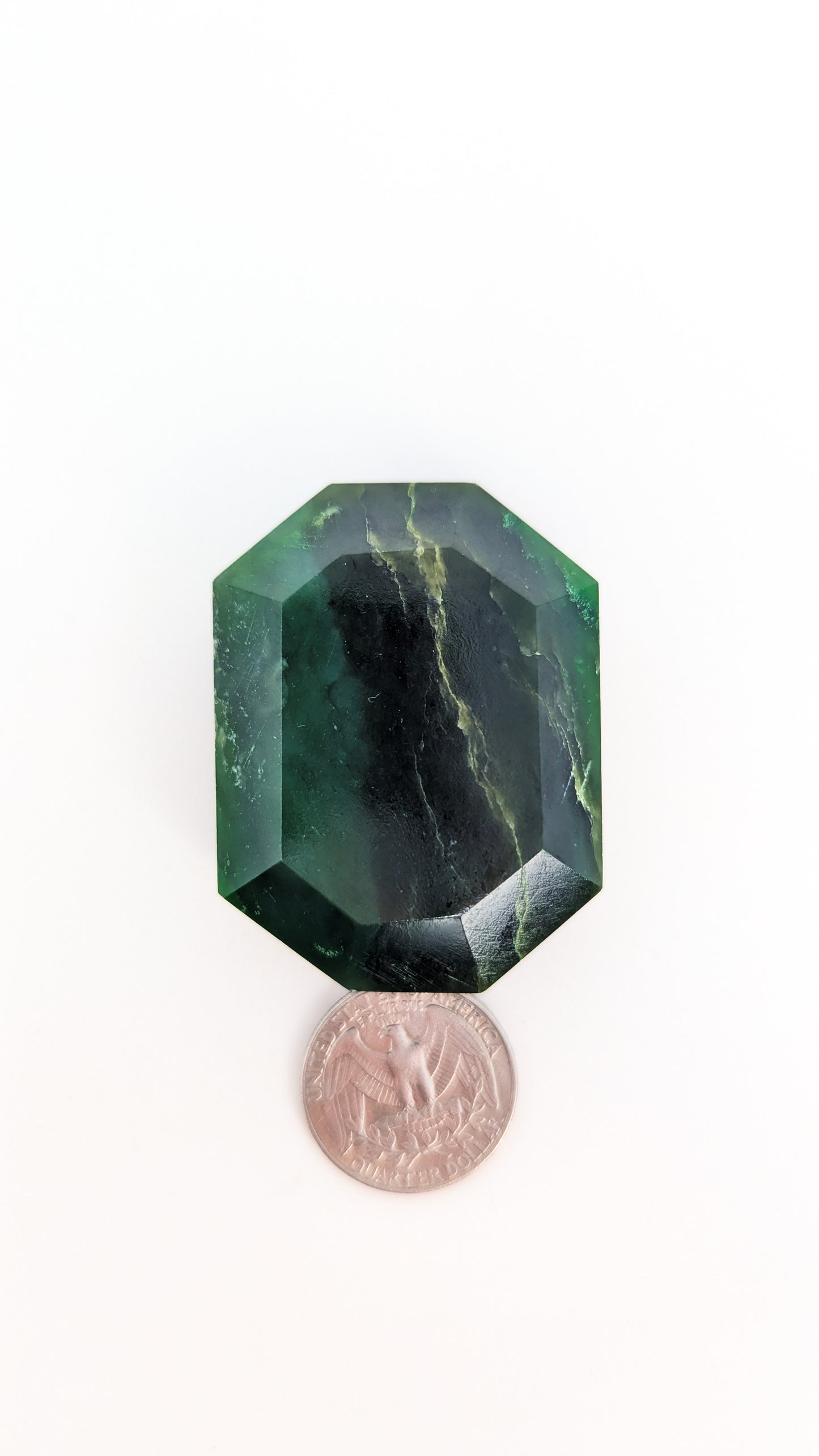 British Columbia Nephrite - Faceted Palm Stone - B+ Grade - 1pc - 75g