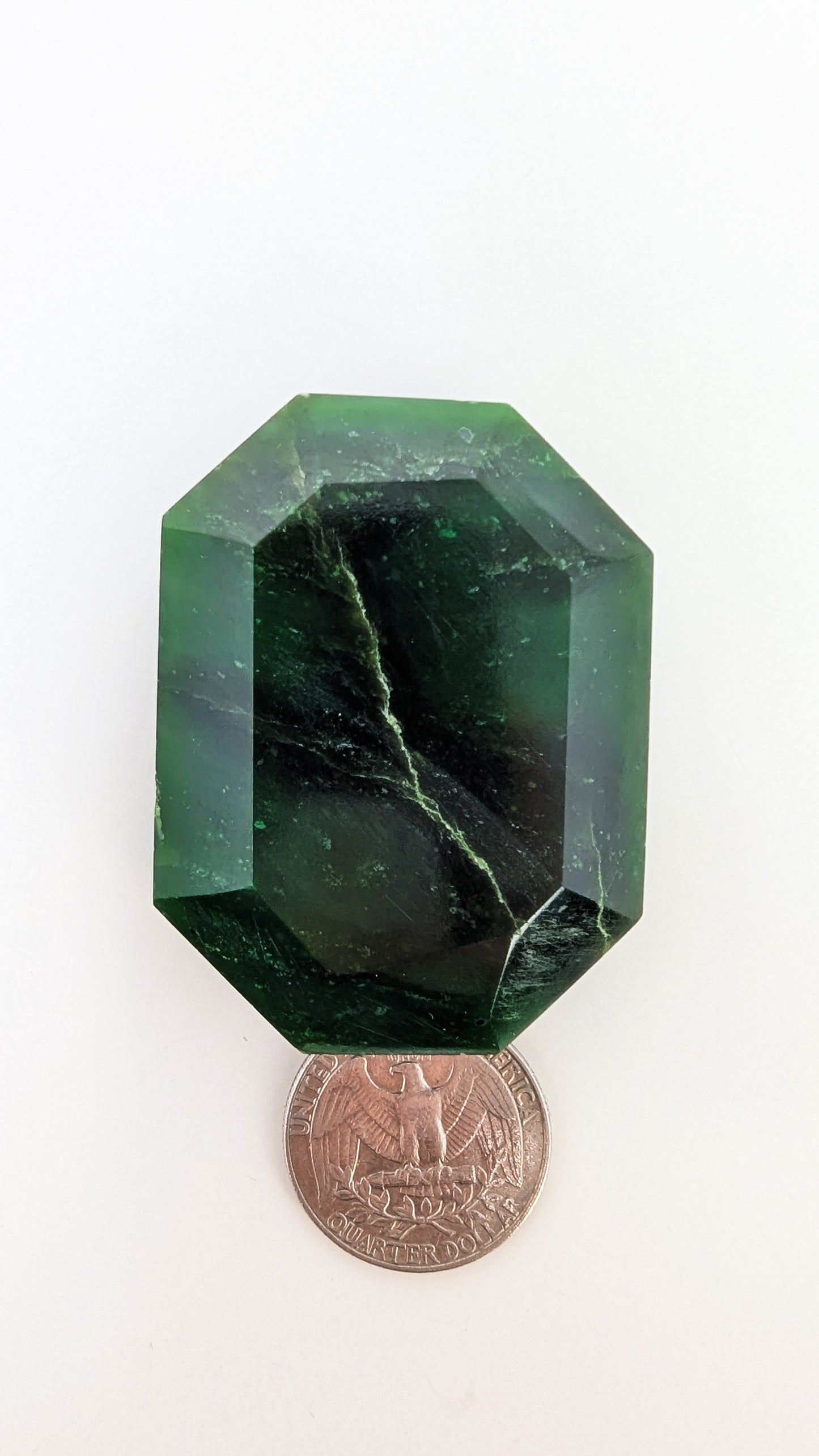 British Columbia Nephrite - Faceted Palm Stone - B+ Grade - 1pc - 79g