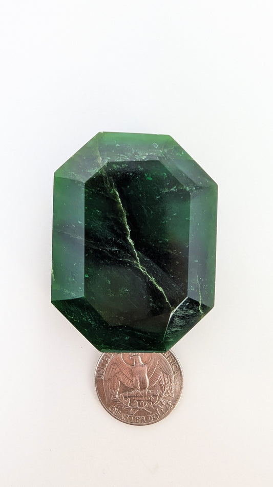 British Columbia Nephrite - Faceted Palm Stone - B+ Grade - 1pc - 79g