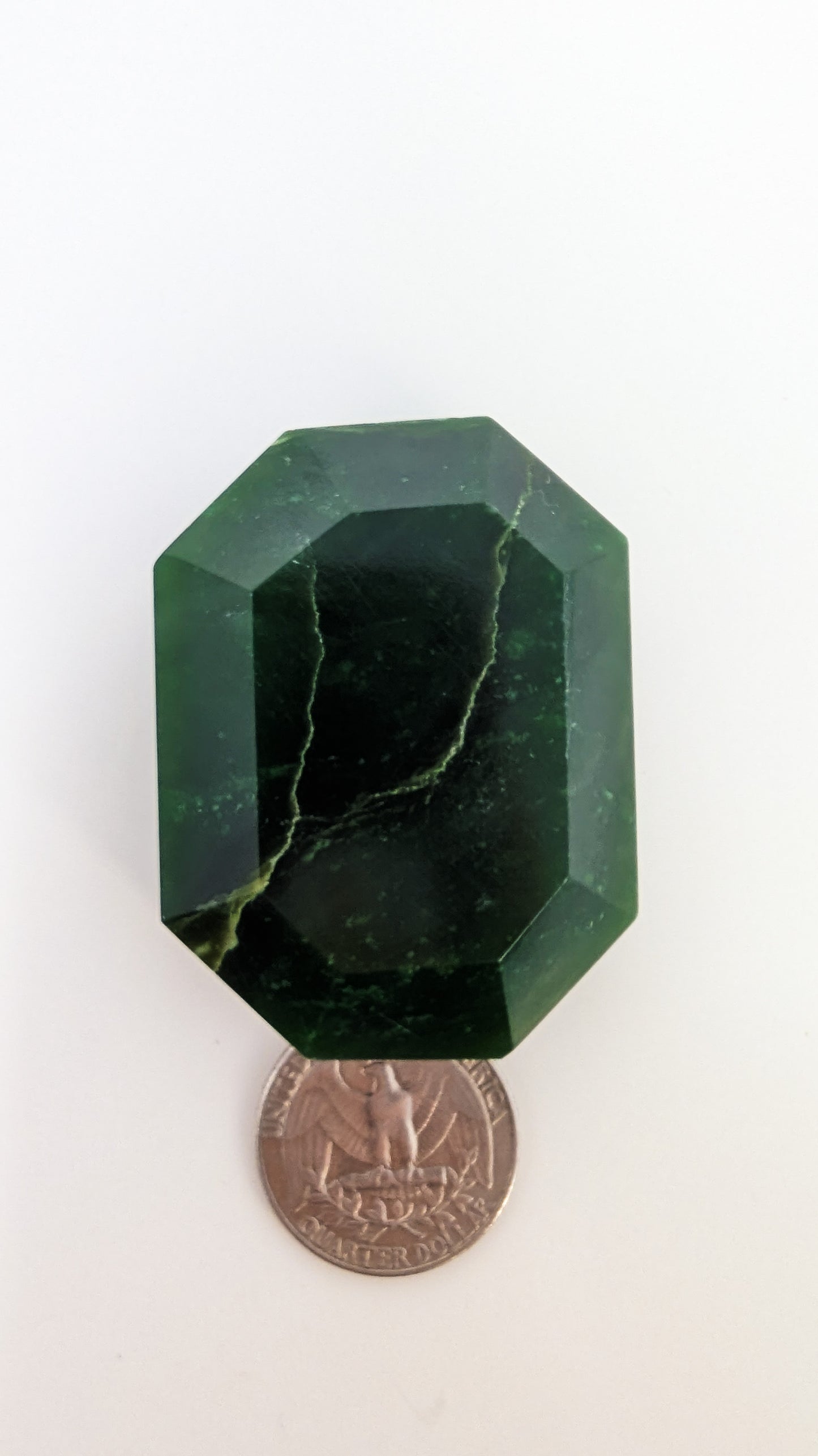 British Columbia Nephrite - Faceted Palm Stone - B+ Grade - 1pc - 79g