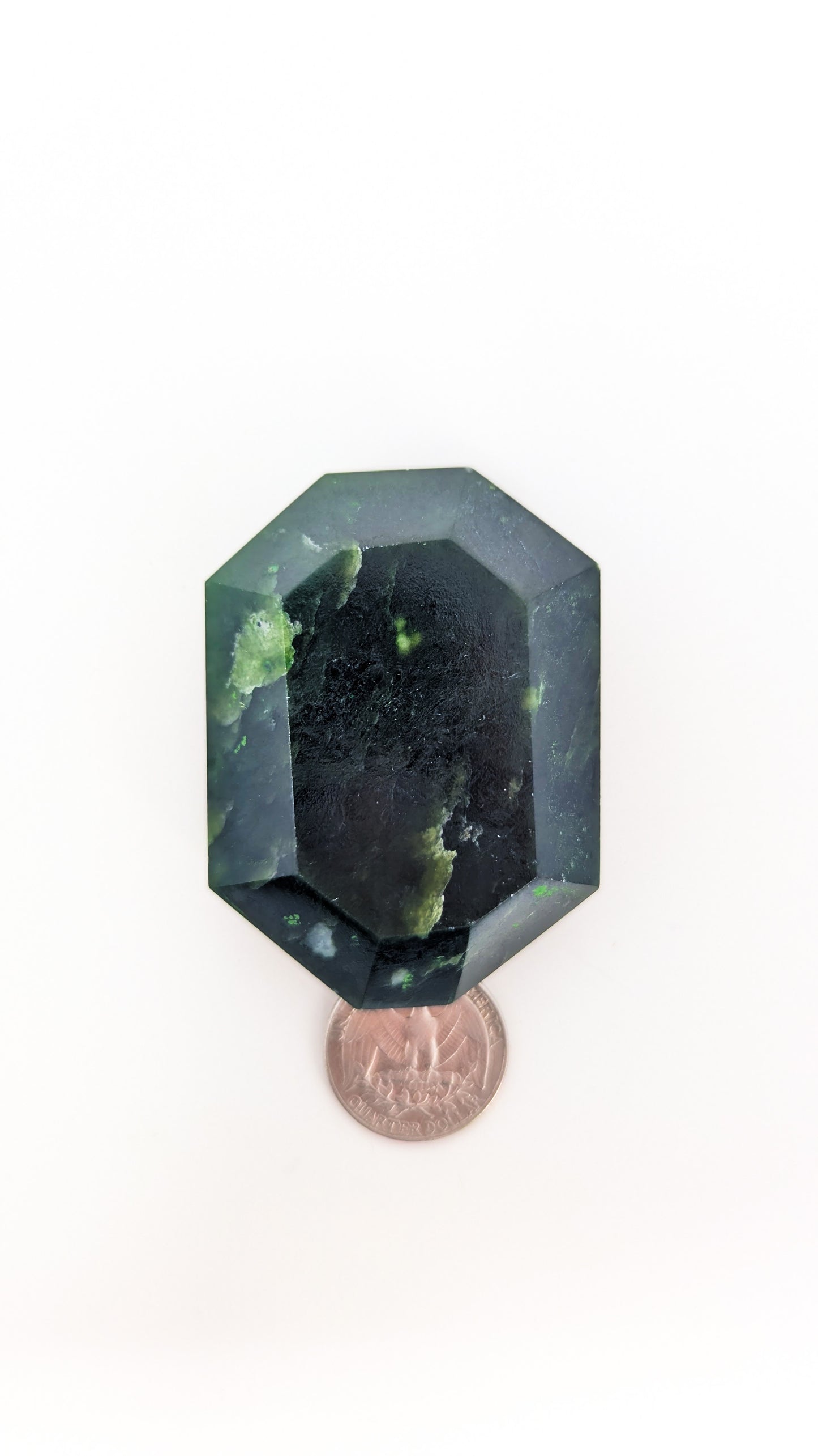 British Columbia Nephrite - Faceted Palm Stone - B Grade - 1pc - 124g