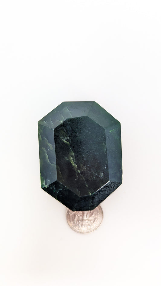 British Columbia Nephrite - Faceted Palm Stone - B Grade - 1pc - 124g