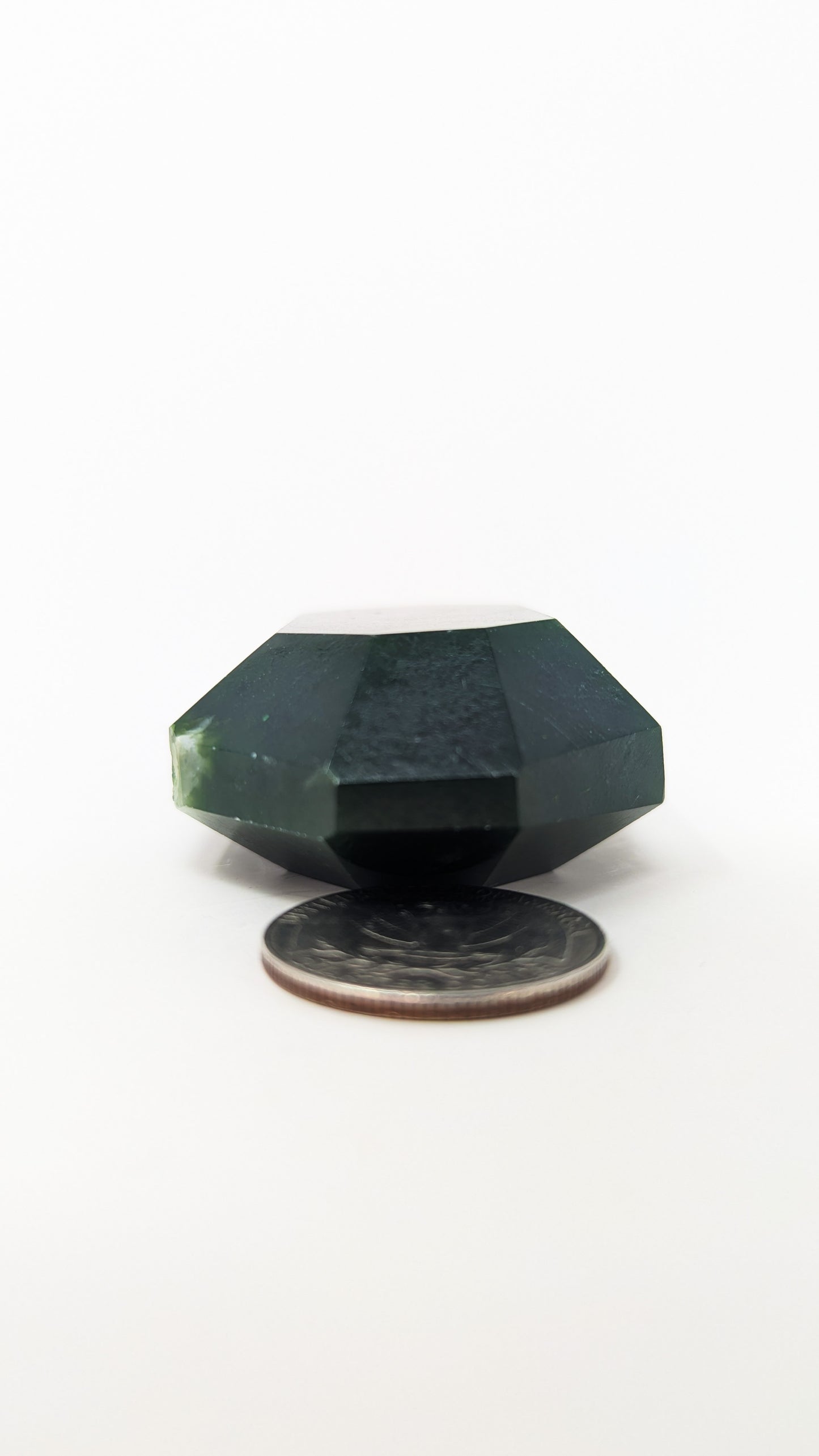 British Columbia Nephrite - Faceted Palm Stone - B Grade - 1pc - 74g