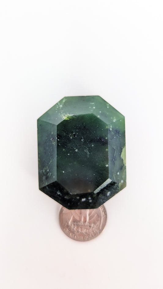British Columbia Nephrite - Faceted Palm Stone - B Grade - 1pc - 74g