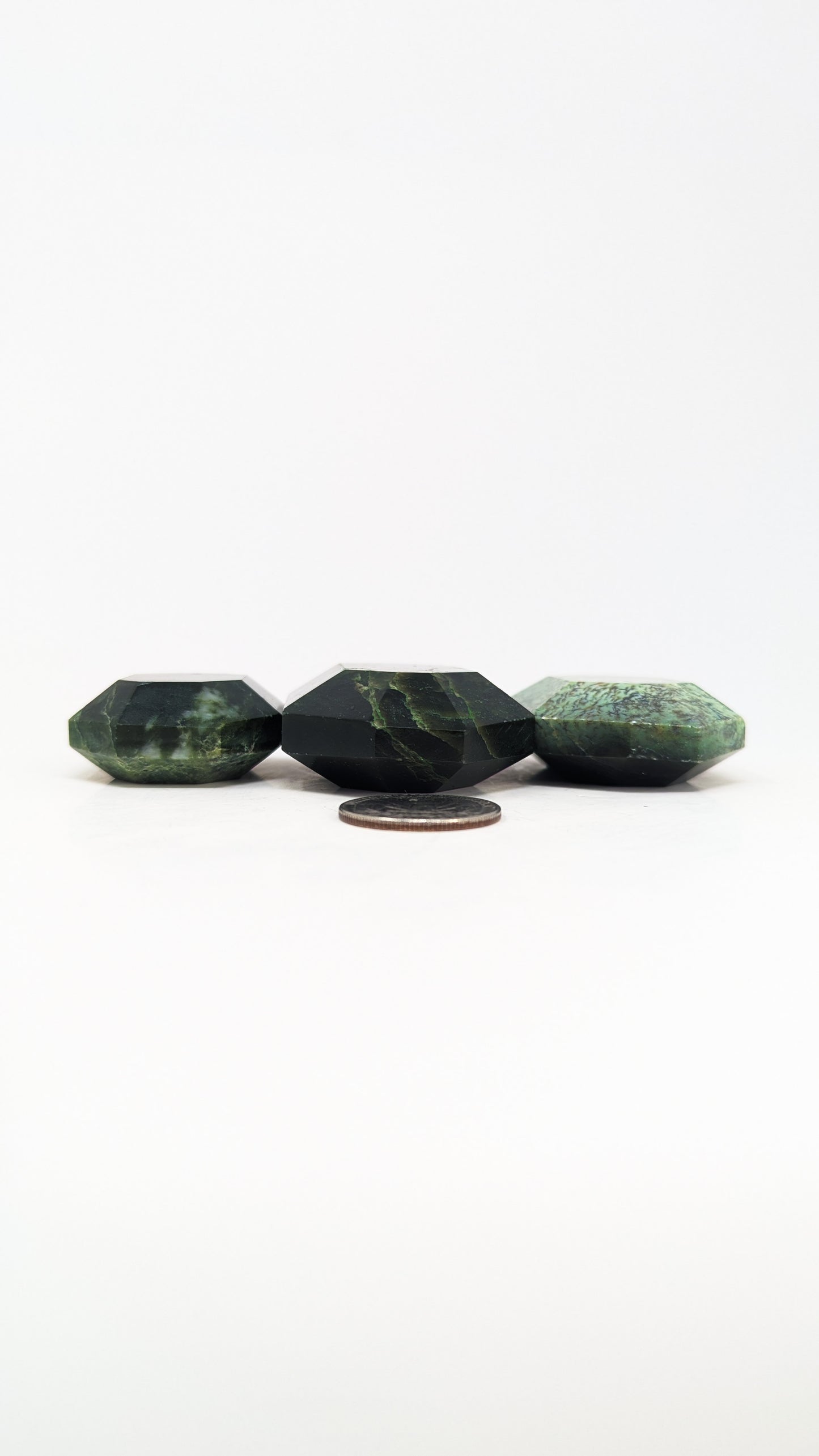 British Columbia Nephrite - Faceted Palm Stone - C Grade - 3pc - 243g
