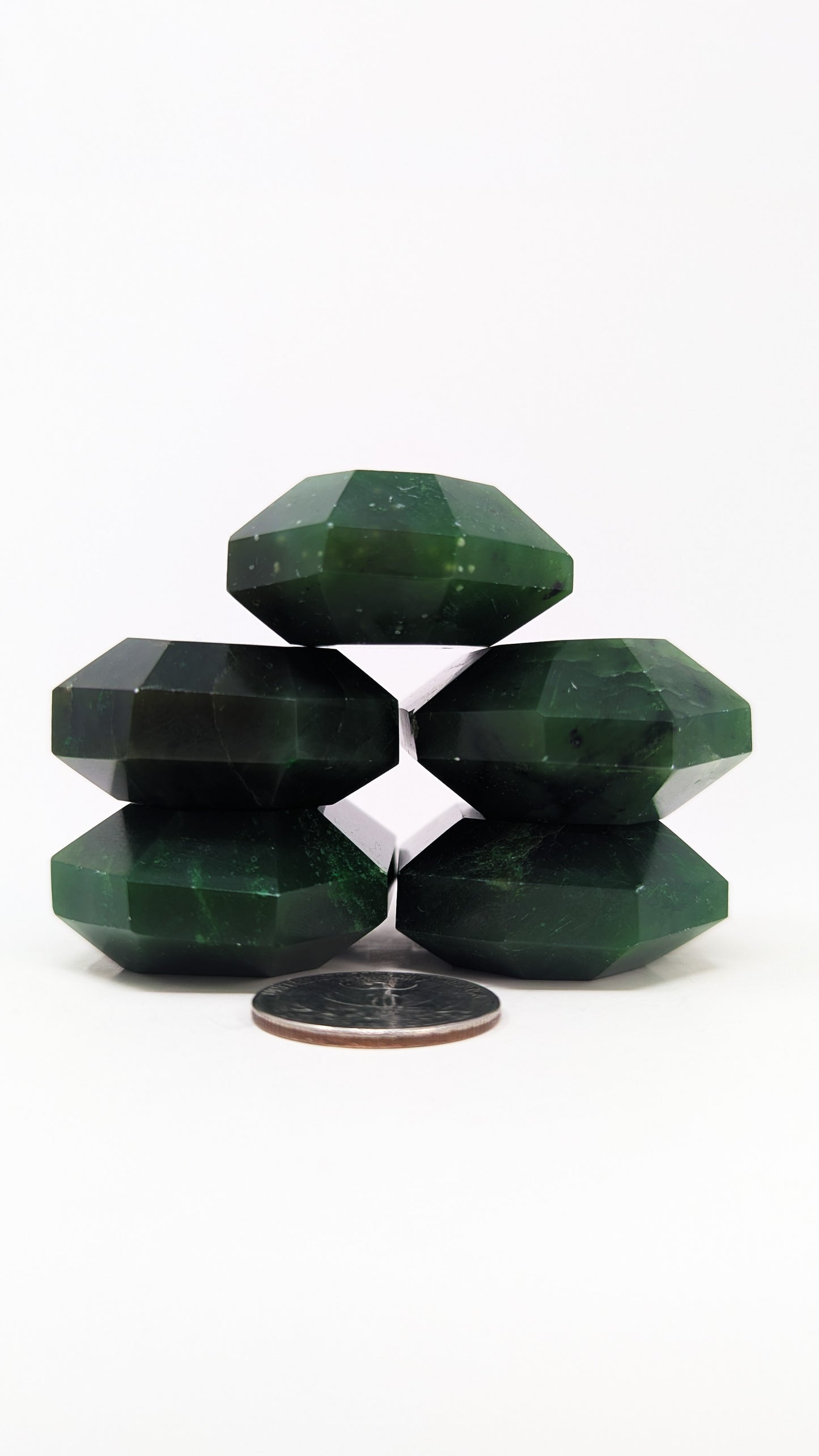 British Columbia Nephrite - Faceted Palm Stone - A Grade - 5pc - 354g