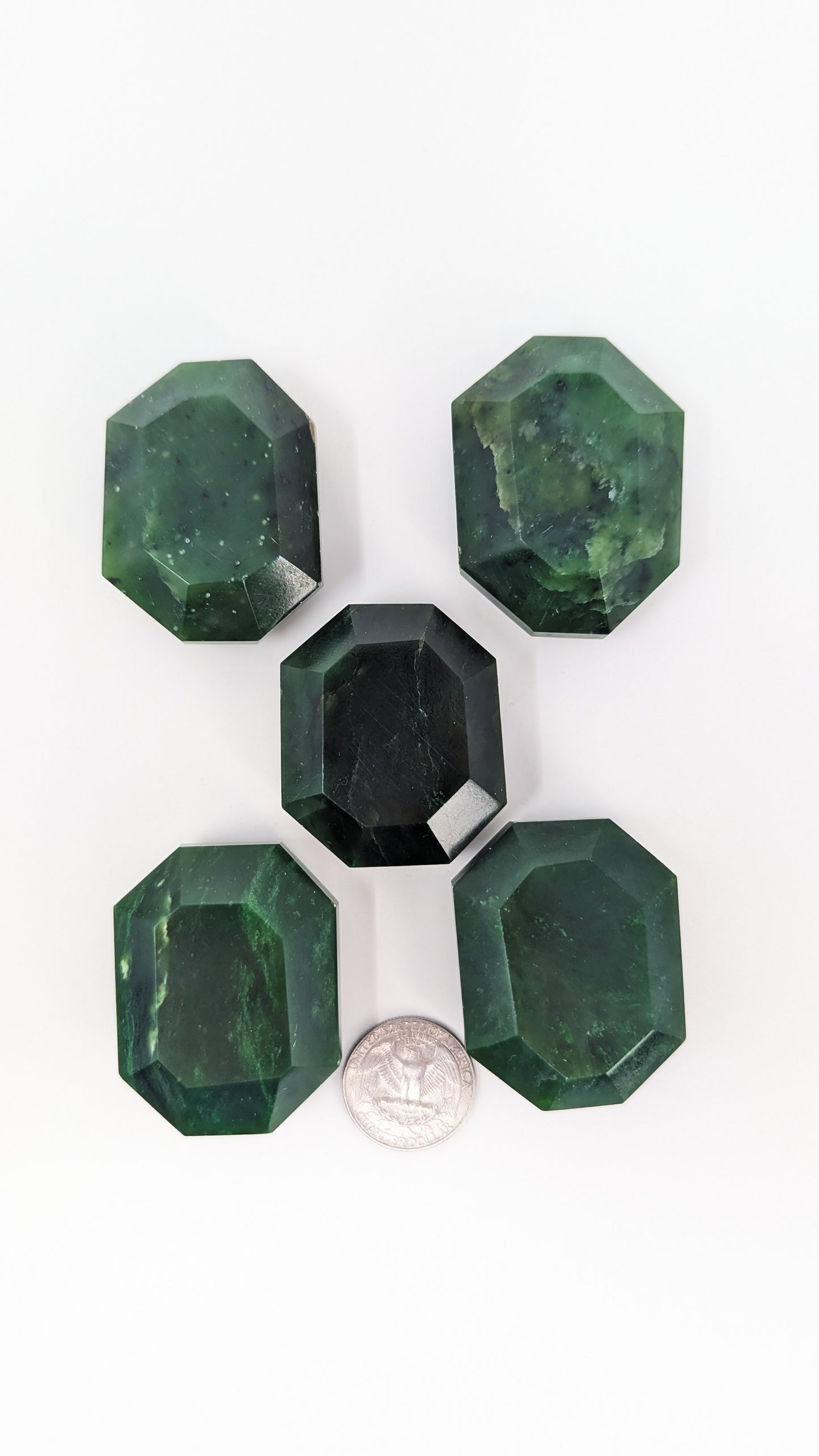 British Columbia Nephrite - Faceted Palm Stone - A Grade - 5pc - 354g