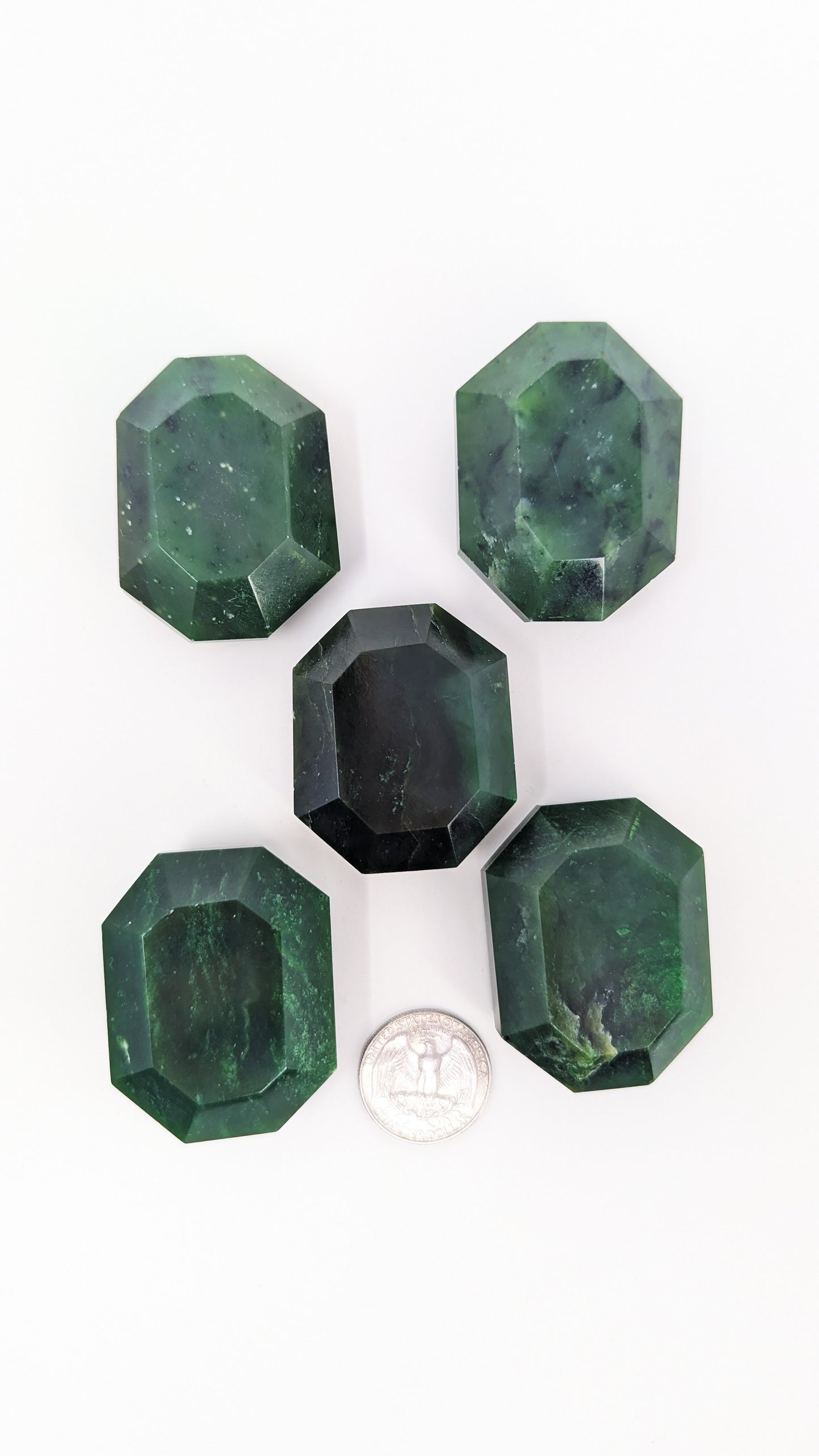 British Columbia Nephrite - Faceted Palm Stone - A Grade - 5pc - 354g