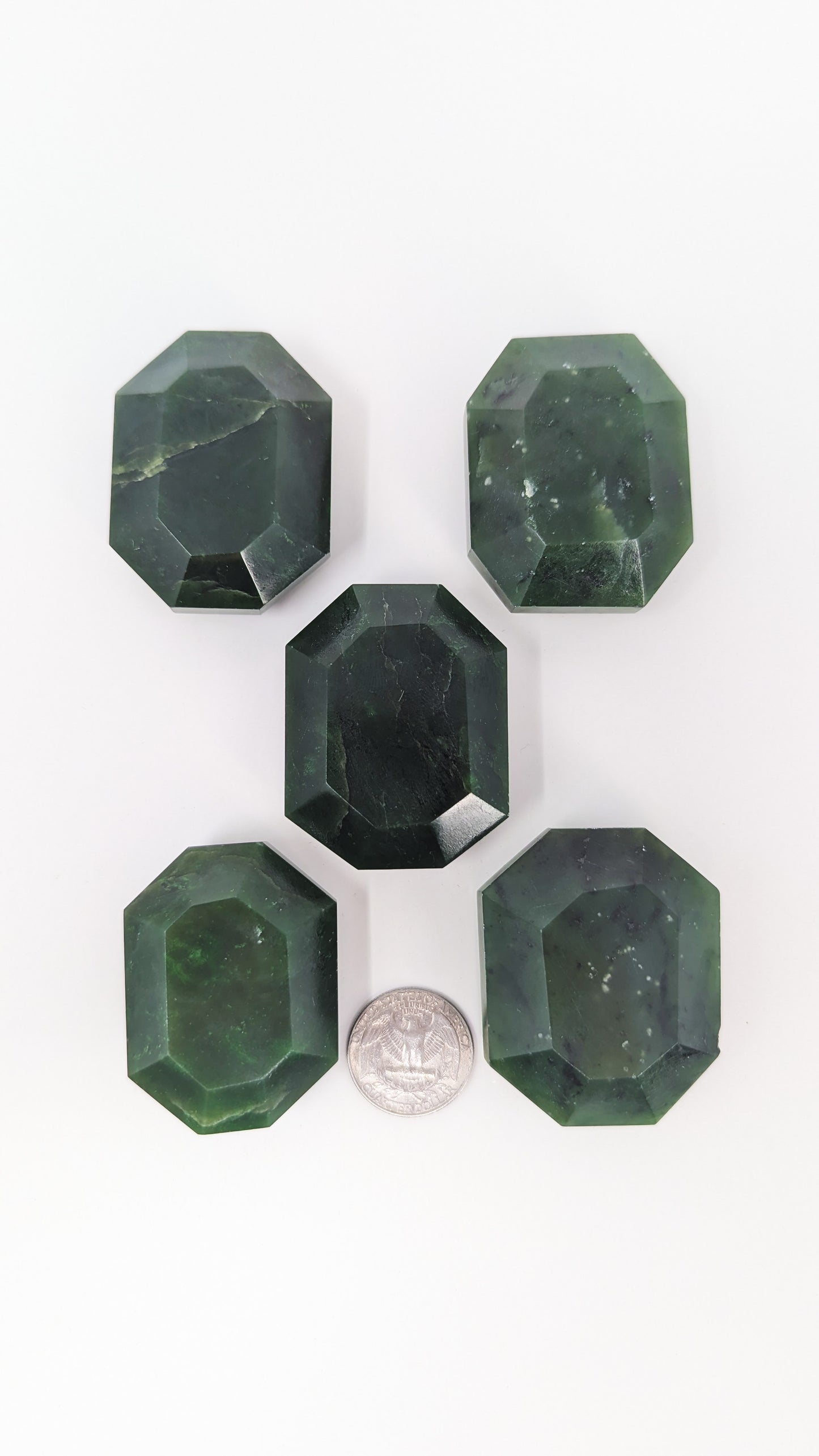 British Columbia Nephrite - Faceted Palm Stone - A Grade - 5pc - 435g