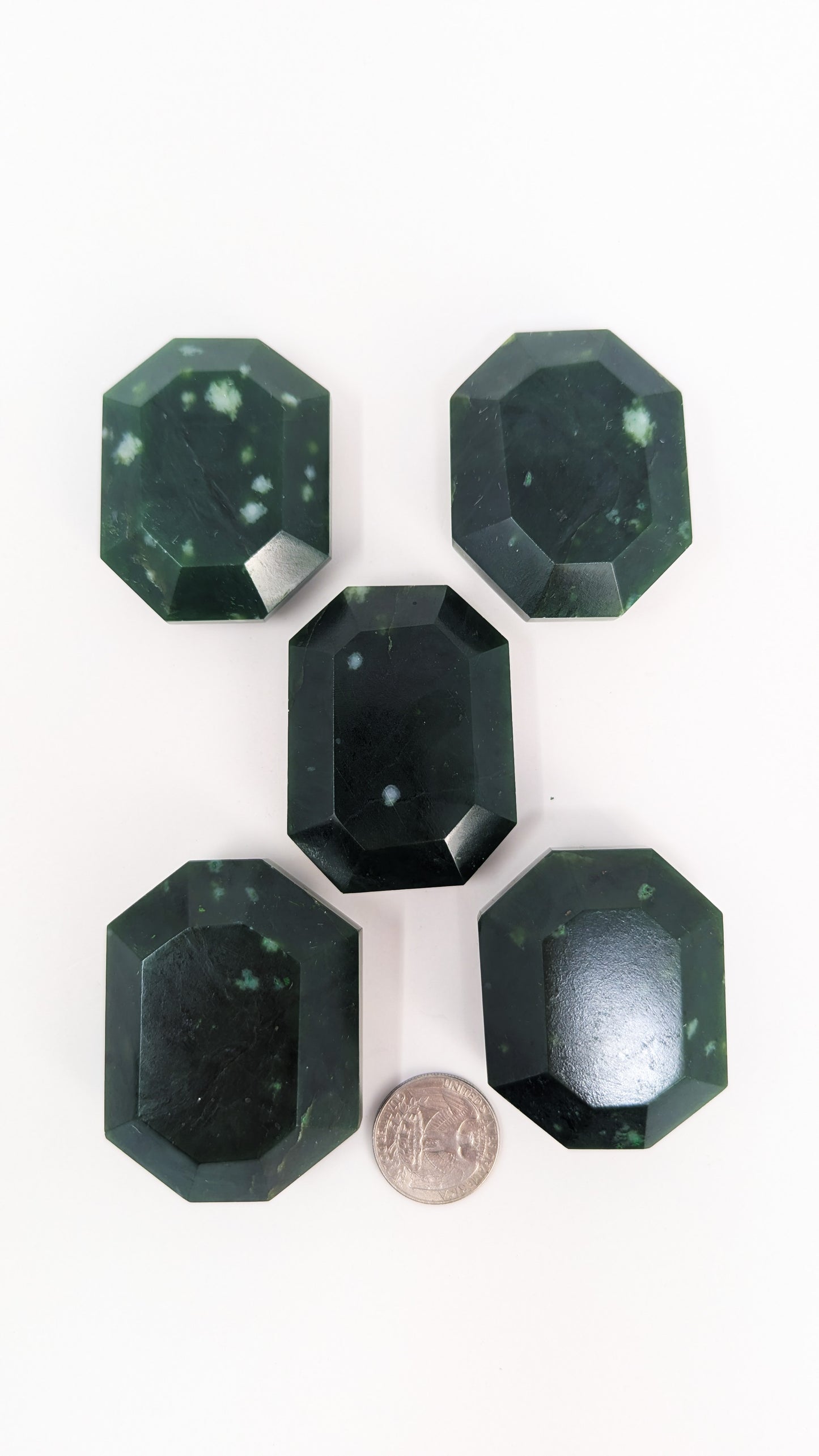 British Columbia Nephrite - Faceted Palm Stone - A Grade - 5pc - 482g