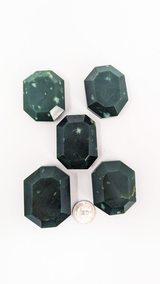 British Columbia Nephrite - Faceted Palm Stone - A Grade - 5pc - 482g