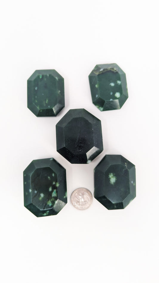 British Columbia Nephrite - Faceted Palm Stone - A Grade - 5pc - 492g