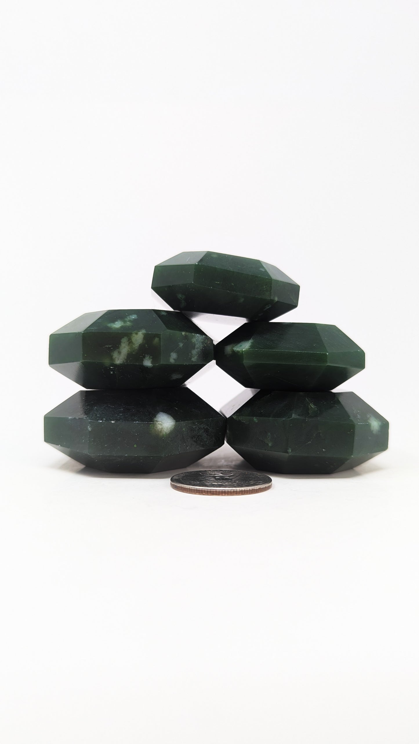 British Columbia Nephrite - Faceted Palm Stone - A Grade - 5pc - 492g