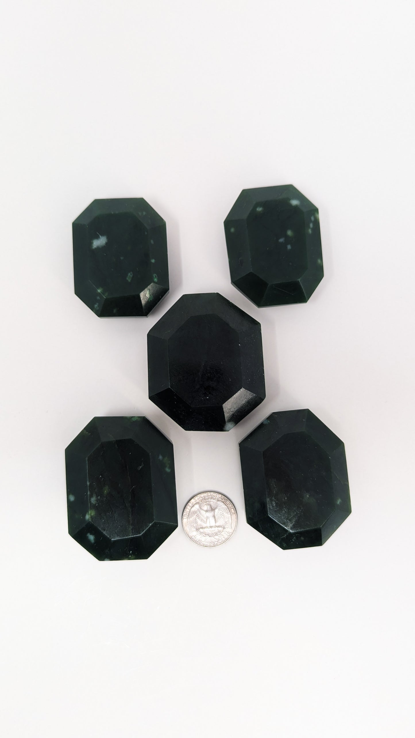 British Columbia Nephrite - Faceted Palm Stone - A Grade - 5pc - 492g