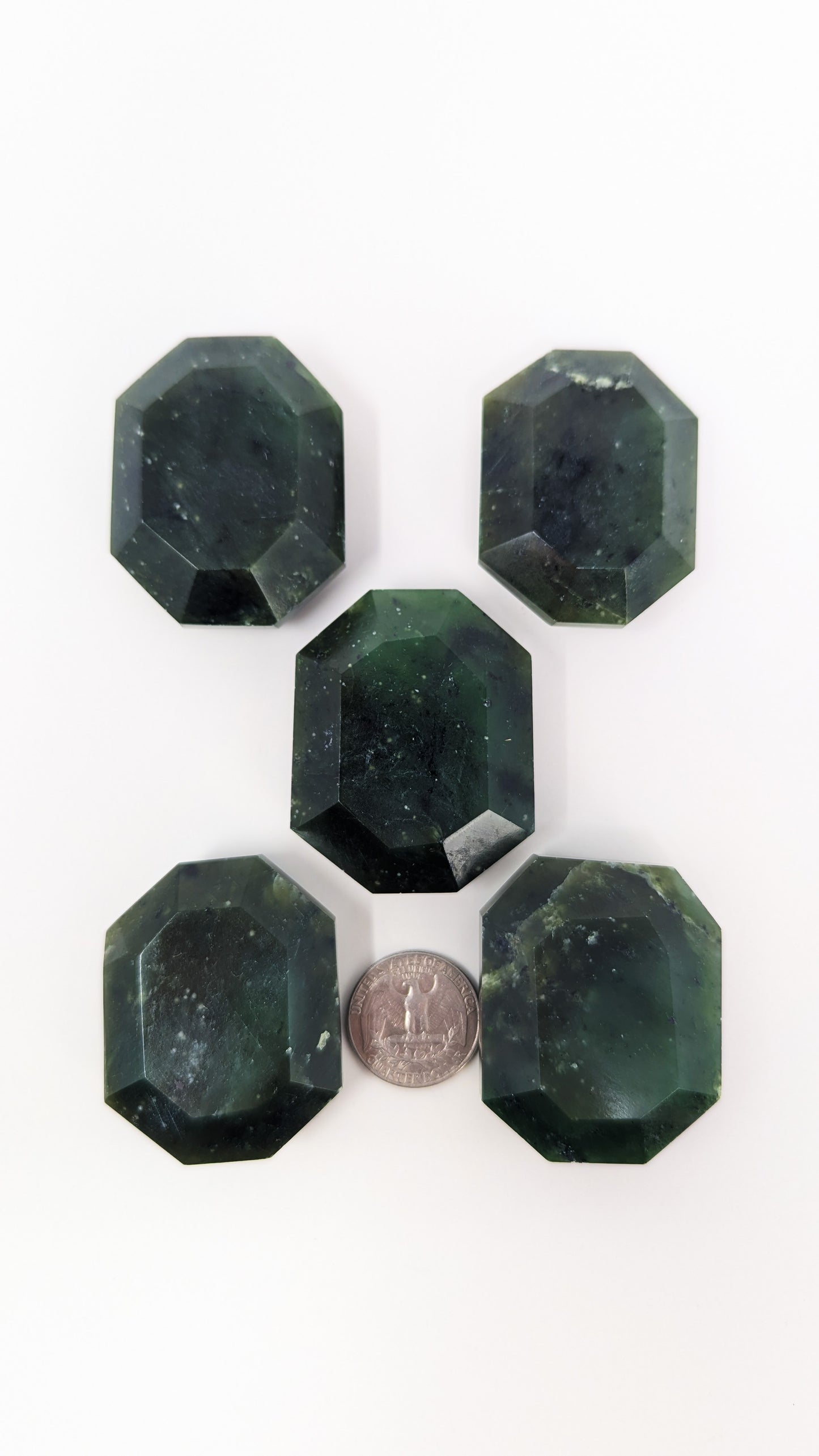 British Columbia Nephrite - Faceted Palm Stone - B+ Grade - 5pc - 371g