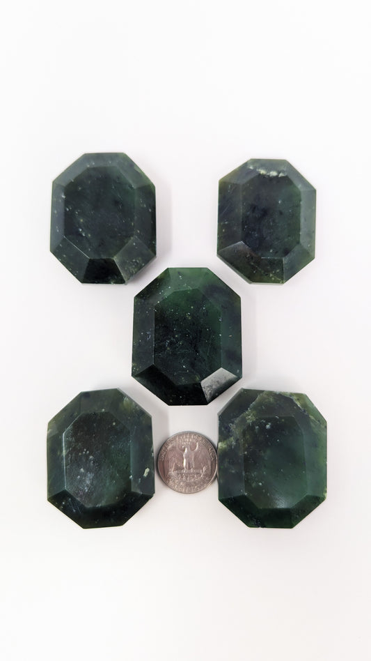 British Columbia Nephrite - Faceted Palm Stone - B+ Grade - 5pc - 371g