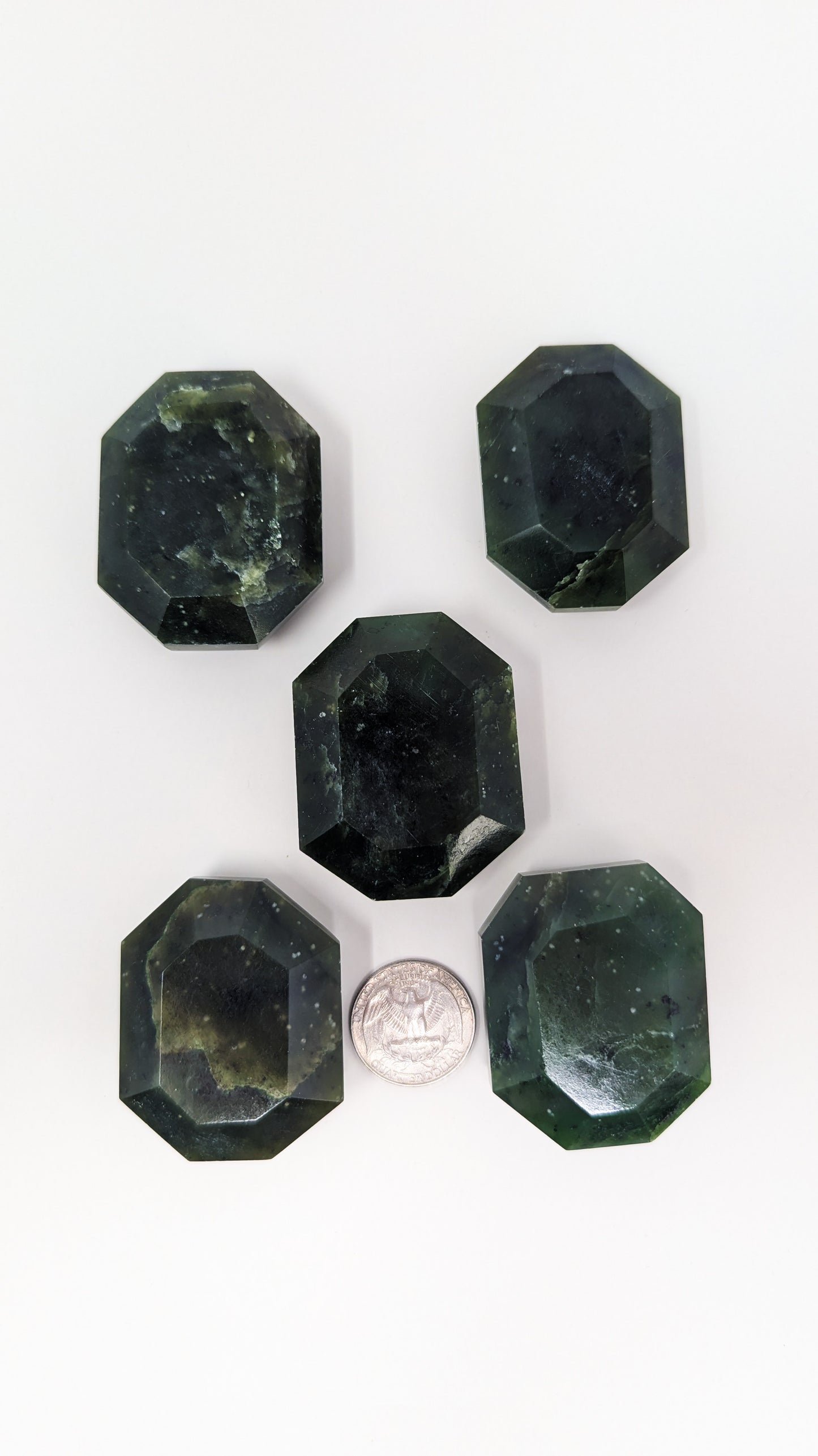 British Columbia Nephrite - Faceted Palm Stone - B+ Grade - 5pc - 371g