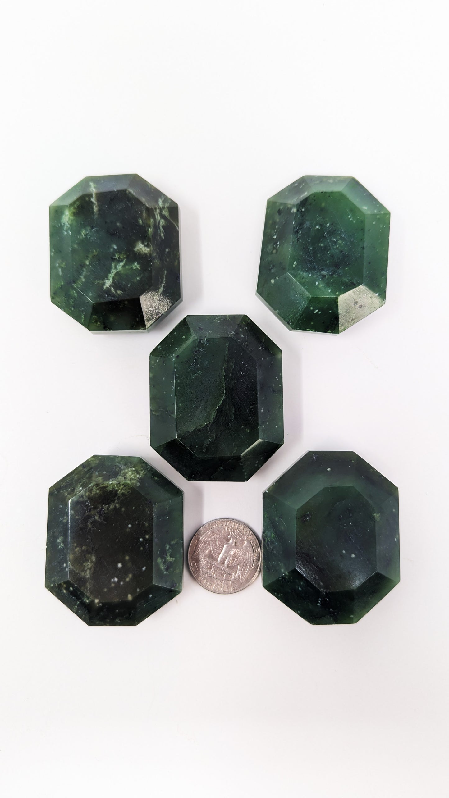 British Columbia Nephrite - Faceted Palm Stone - B+ Grade - 5pc - 405g