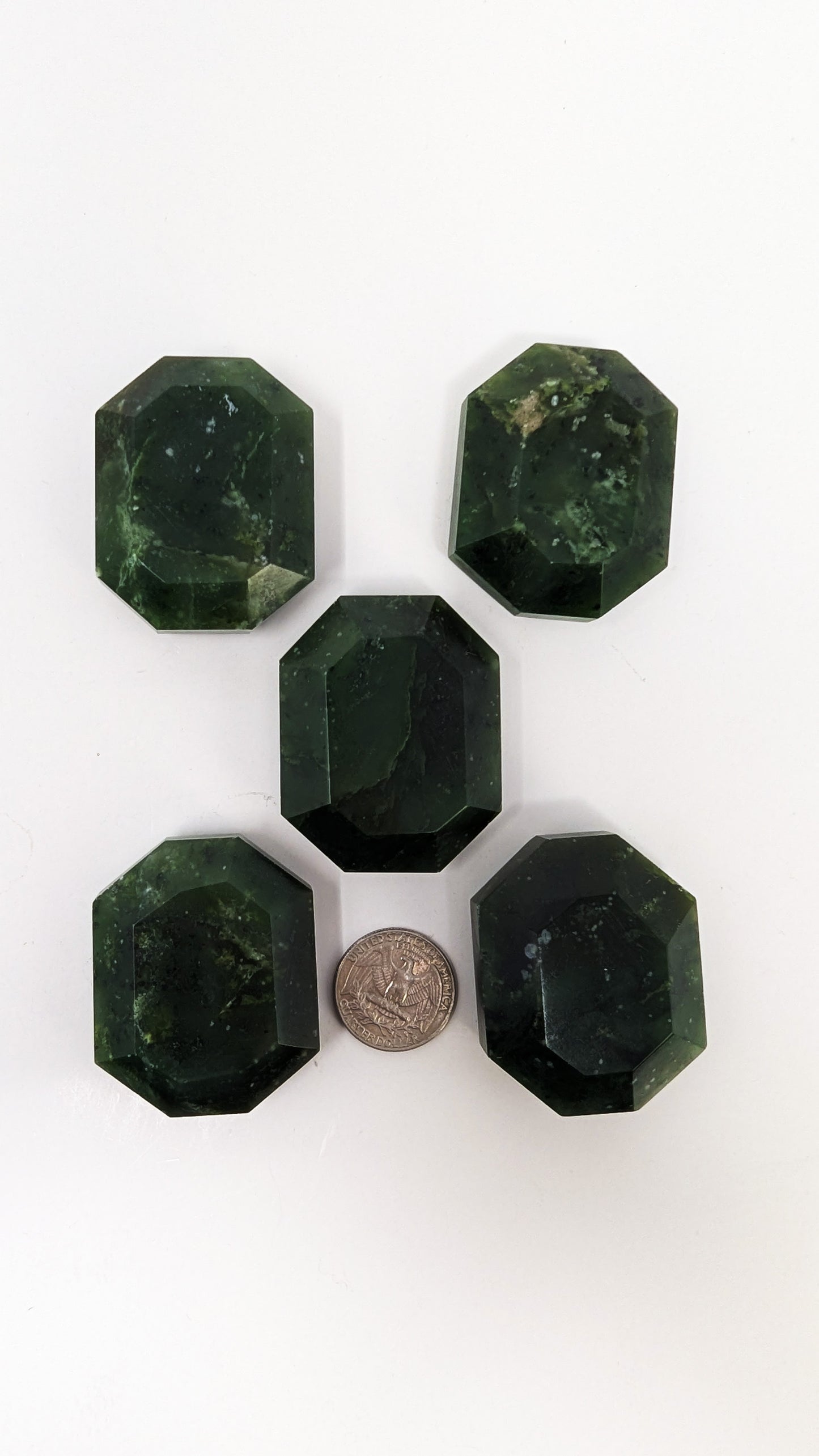 British Columbia Nephrite - Faceted Palm Stone - B+ Grade - 5pc - 405g