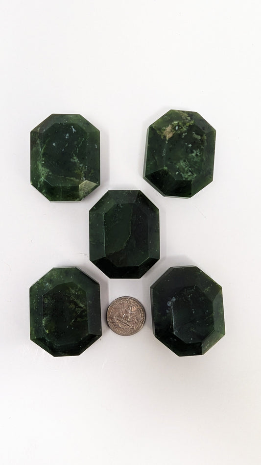 British Columbia Nephrite - Faceted Palm Stone - B+ Grade - 5pc - 405g
