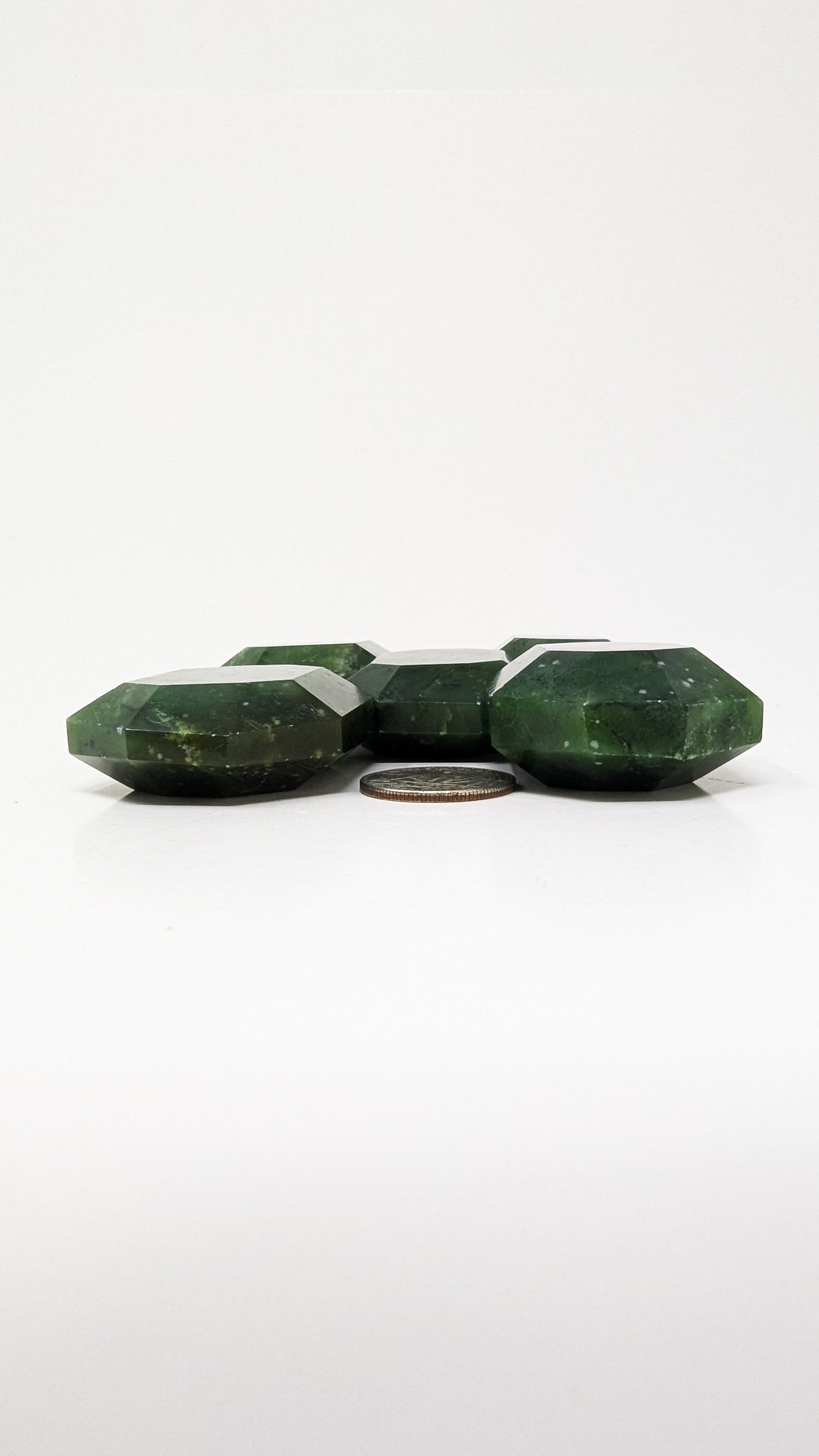 British Columbia Nephrite - Faceted Palm Stone - B+ Grade - 5pc - 405g