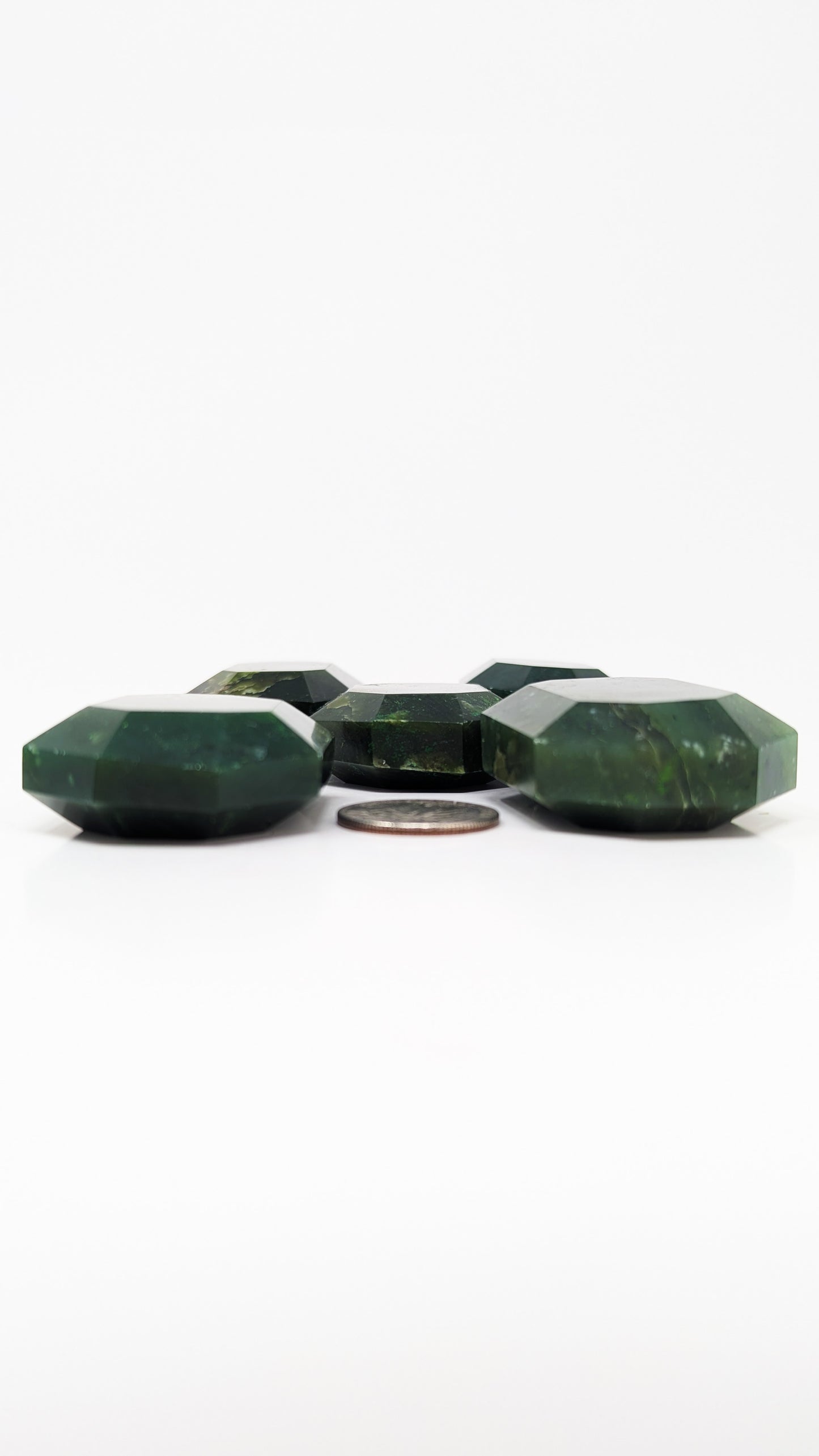 British Columbia Nephrite - Faceted Palm Stone - B+ Grade - 5pc - 408g