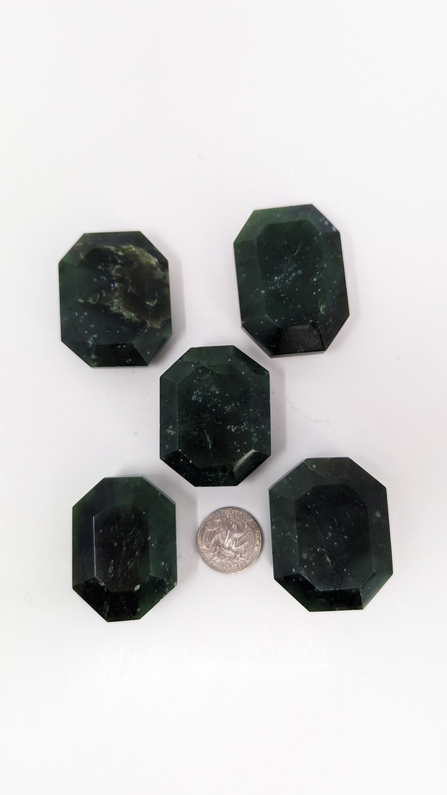 British Columbia Nephrite - Faceted Palm Stone - B+ Grade - 5pc - 411g