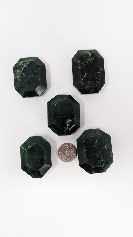 British Columbia Nephrite - Faceted Palm Stone - B+ Grade - 5pc - 411g
