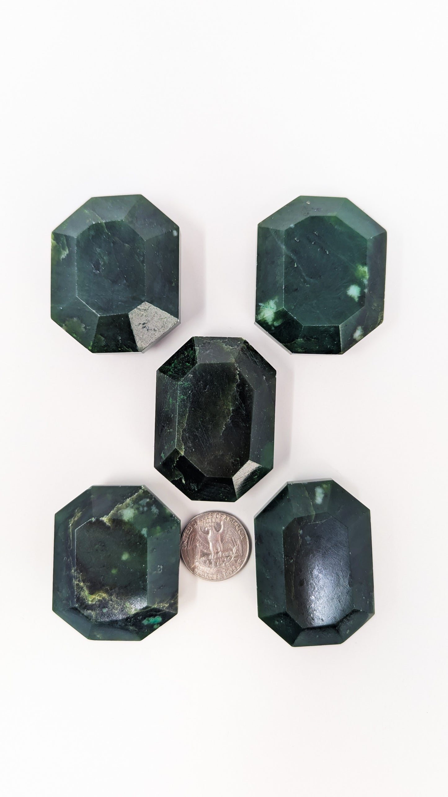 British Columbia Nephrite - Faceted Palm Stone - B+ Grade - 5pc - 425g
