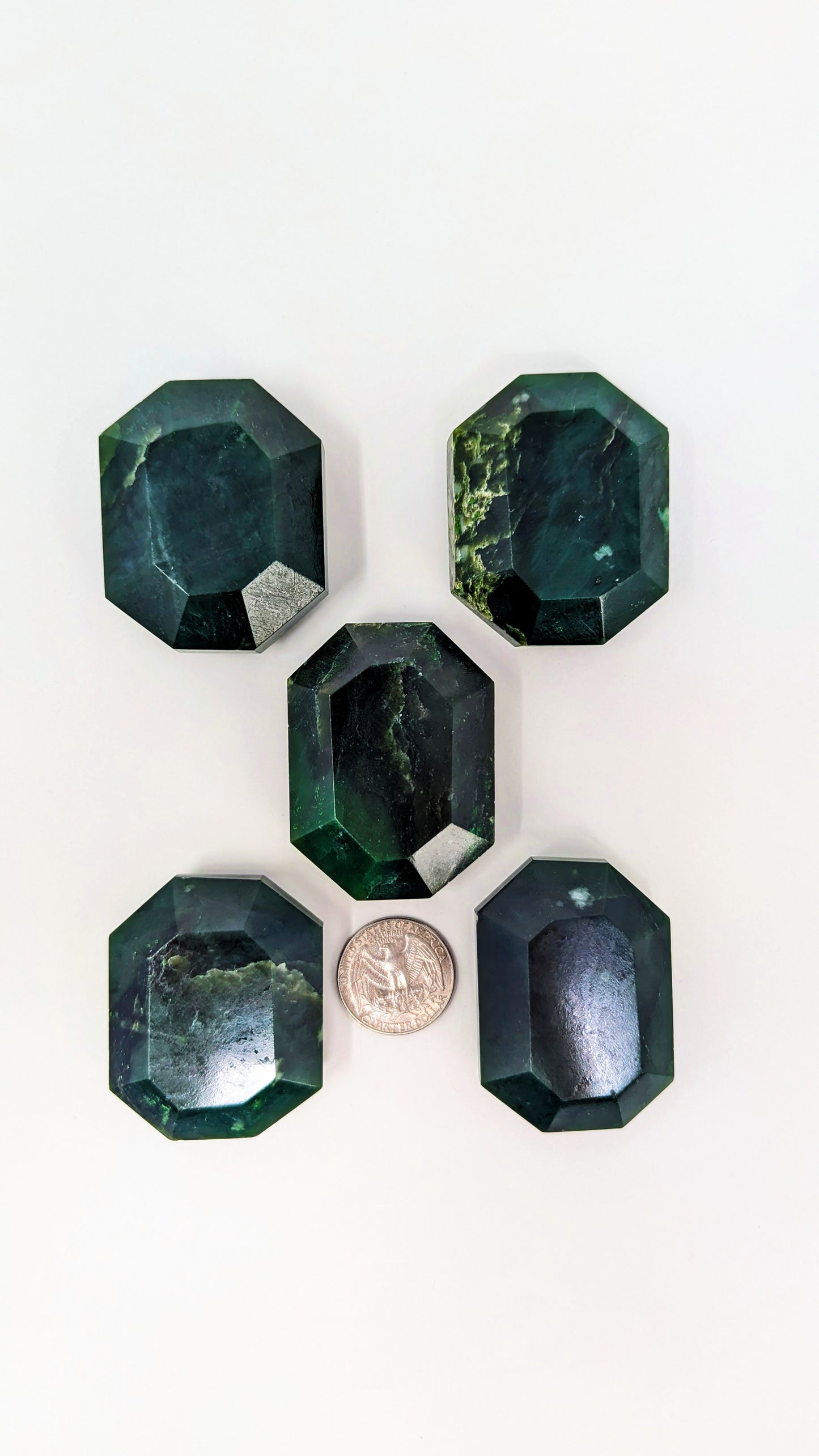 British Columbia Nephrite - Faceted Palm Stone - B+ Grade - 5pc - 425g