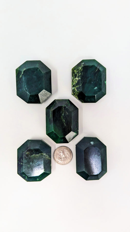British Columbia Nephrite - Faceted Palm Stone - B+ Grade - 5pc - 425g
