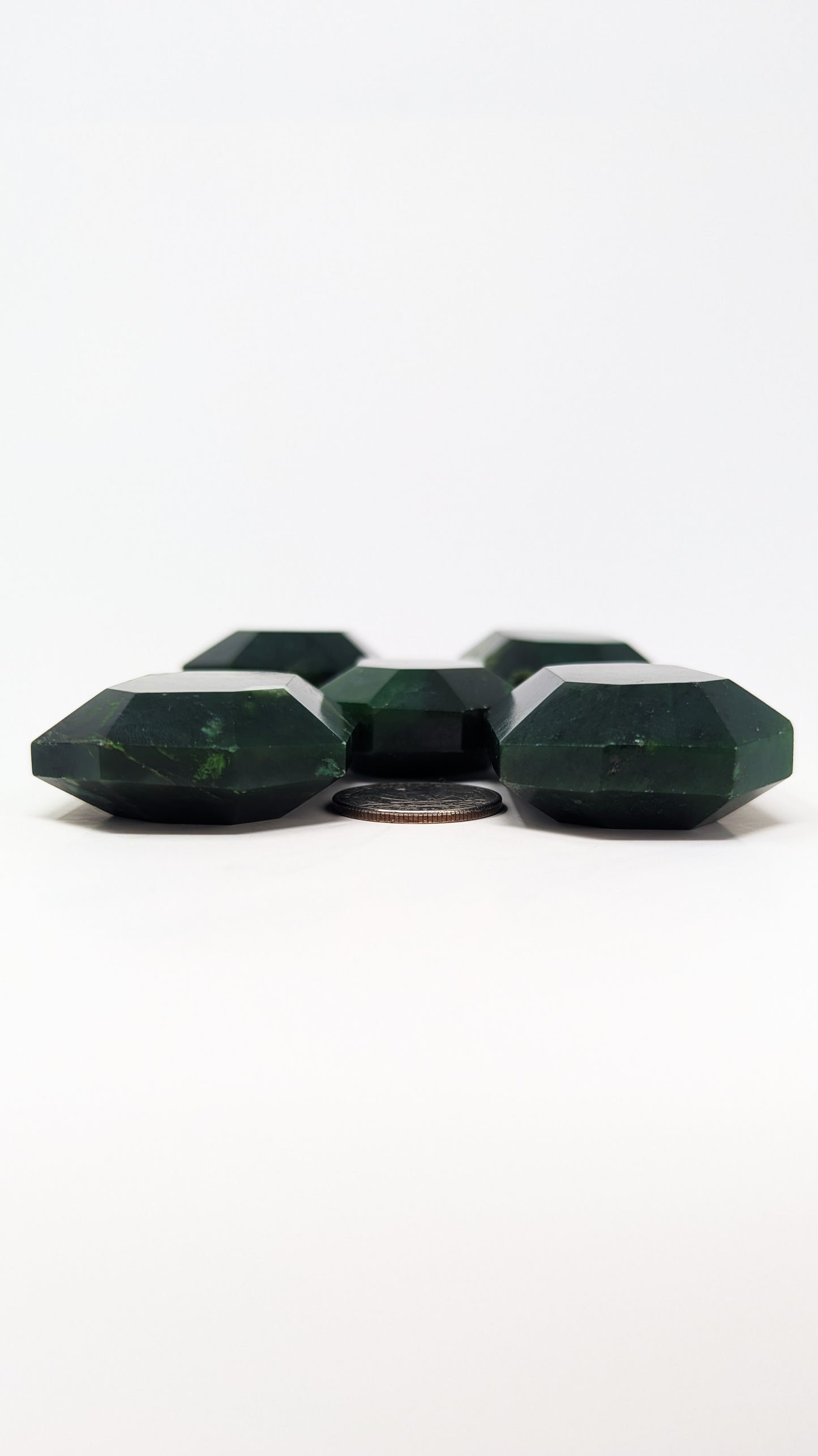 British Columbia Nephrite - Faceted Palm Stone - B+ Grade - 5pc - 425g