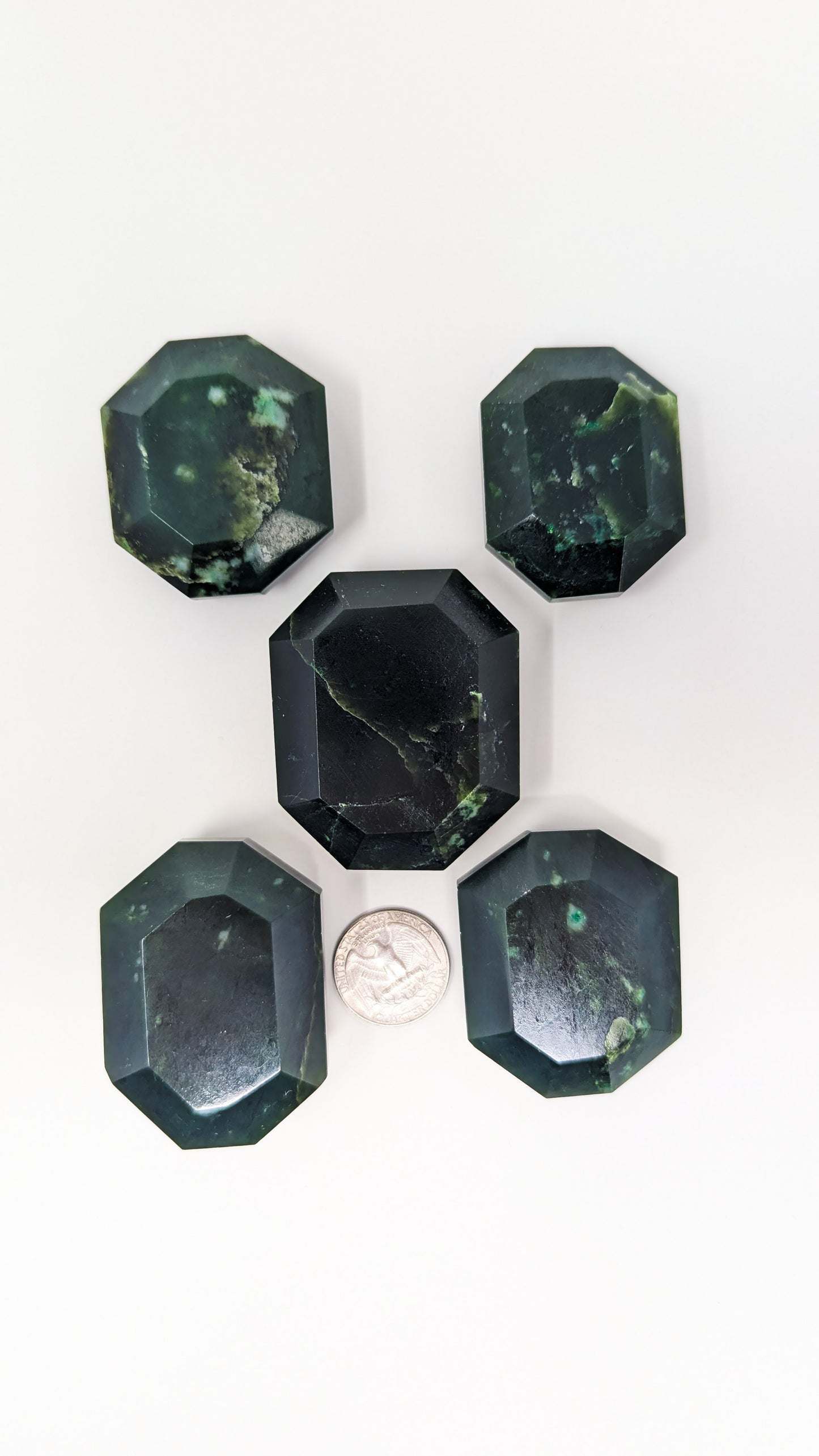 British Columbia Nephrite - Faceted Palm Stone - B+ Grade - 5pc - 475g