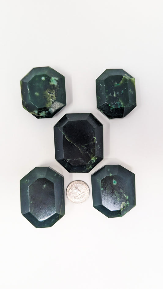 British Columbia Nephrite - Faceted Palm Stone - B+ Grade - 5pc - 475g