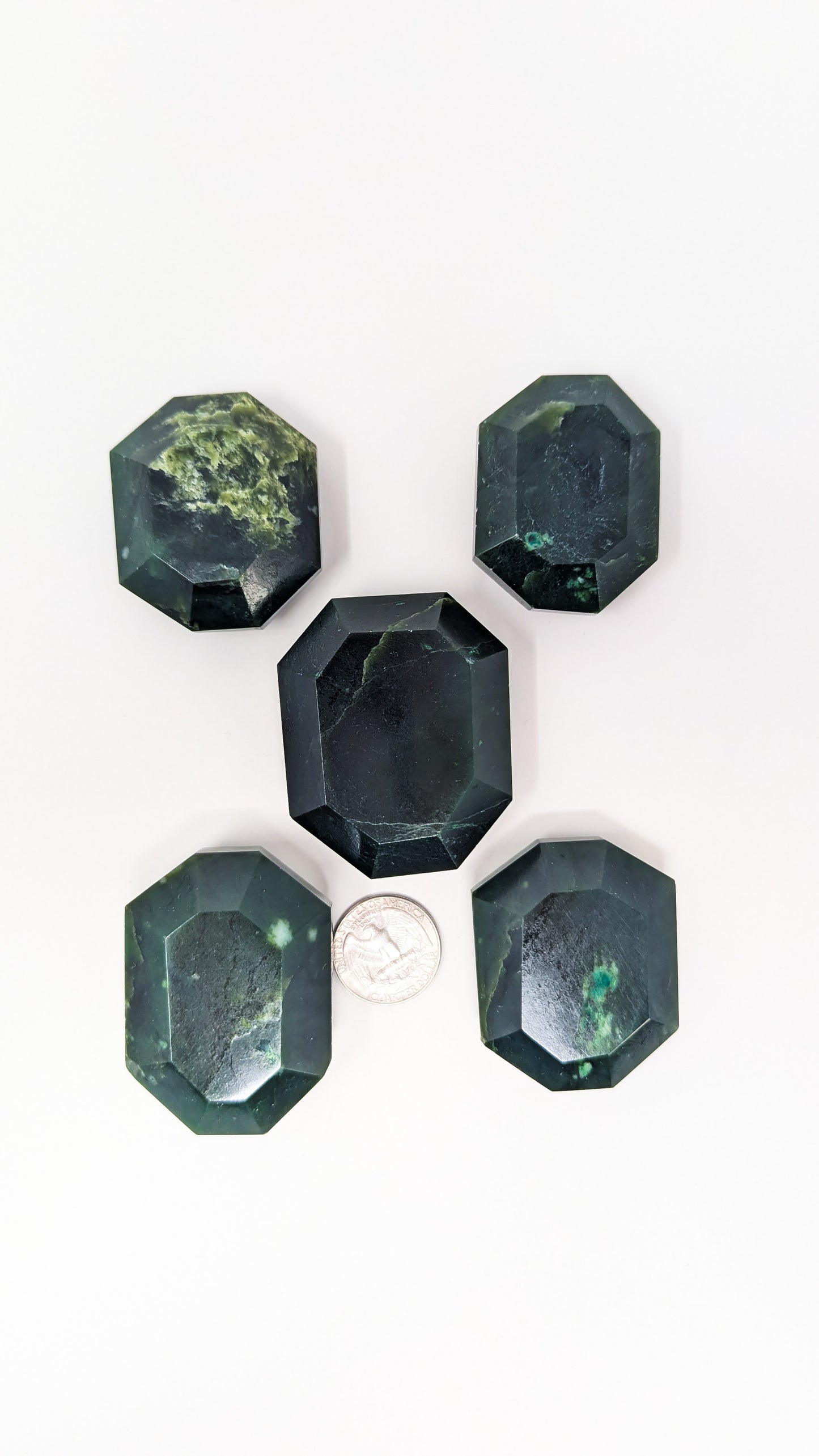 British Columbia Nephrite - Faceted Palm Stone - B+ Grade - 5pc - 475g