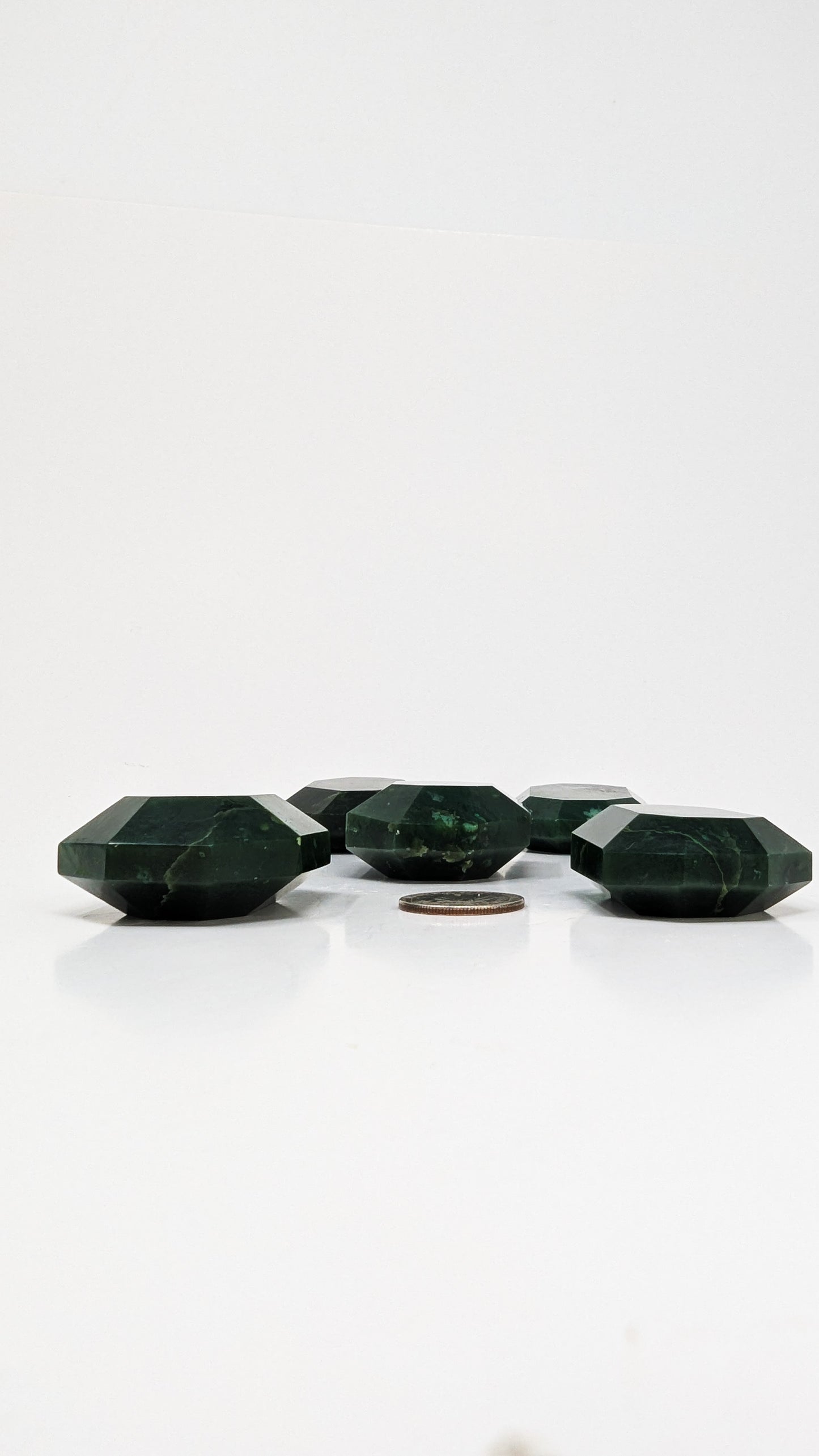British Columbia Nephrite - Faceted Palm Stone - B+ Grade - 5pc - 486g