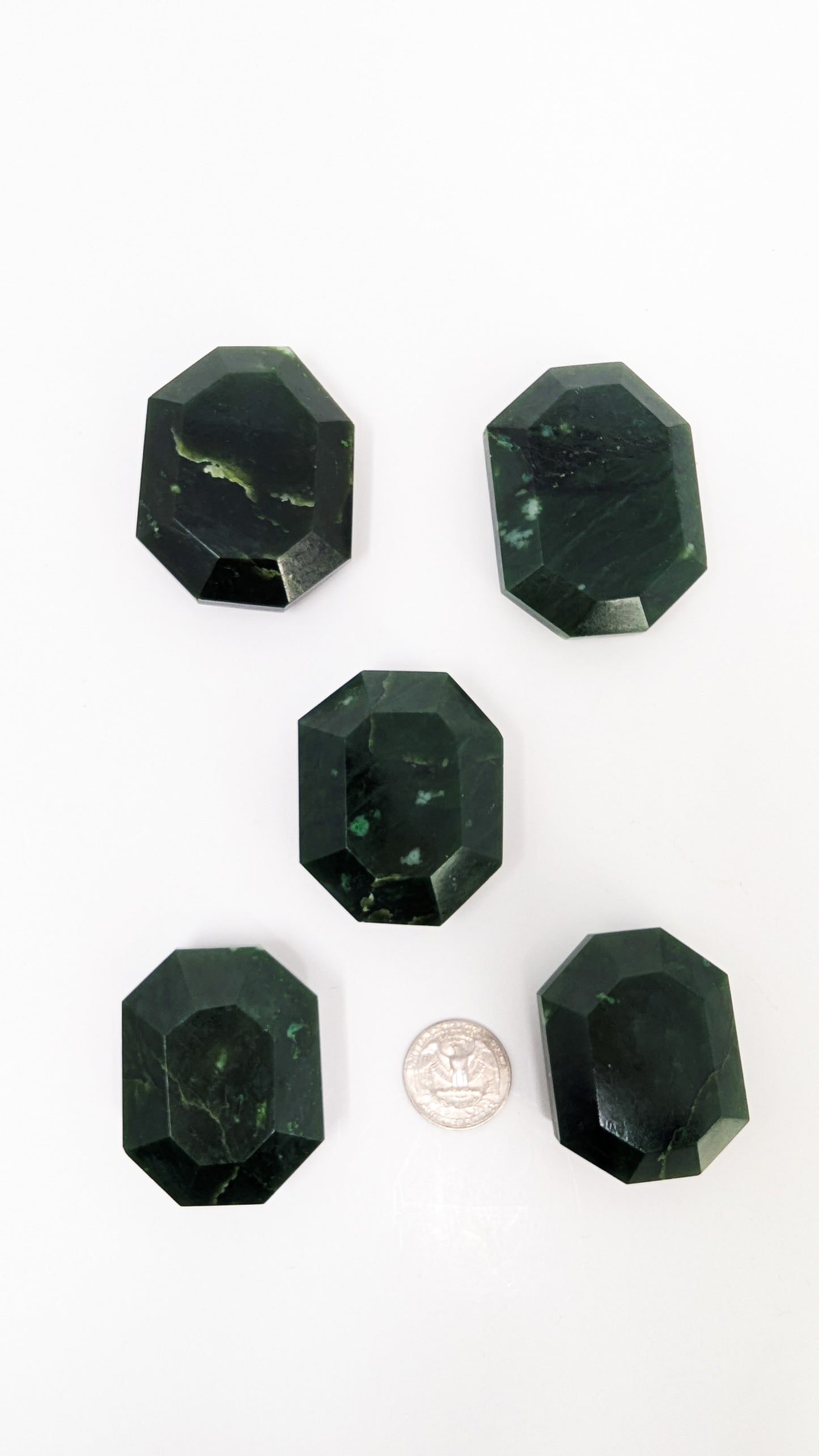 British Columbia Nephrite - Faceted Palm Stone - B+ Grade - 5pc - 486g