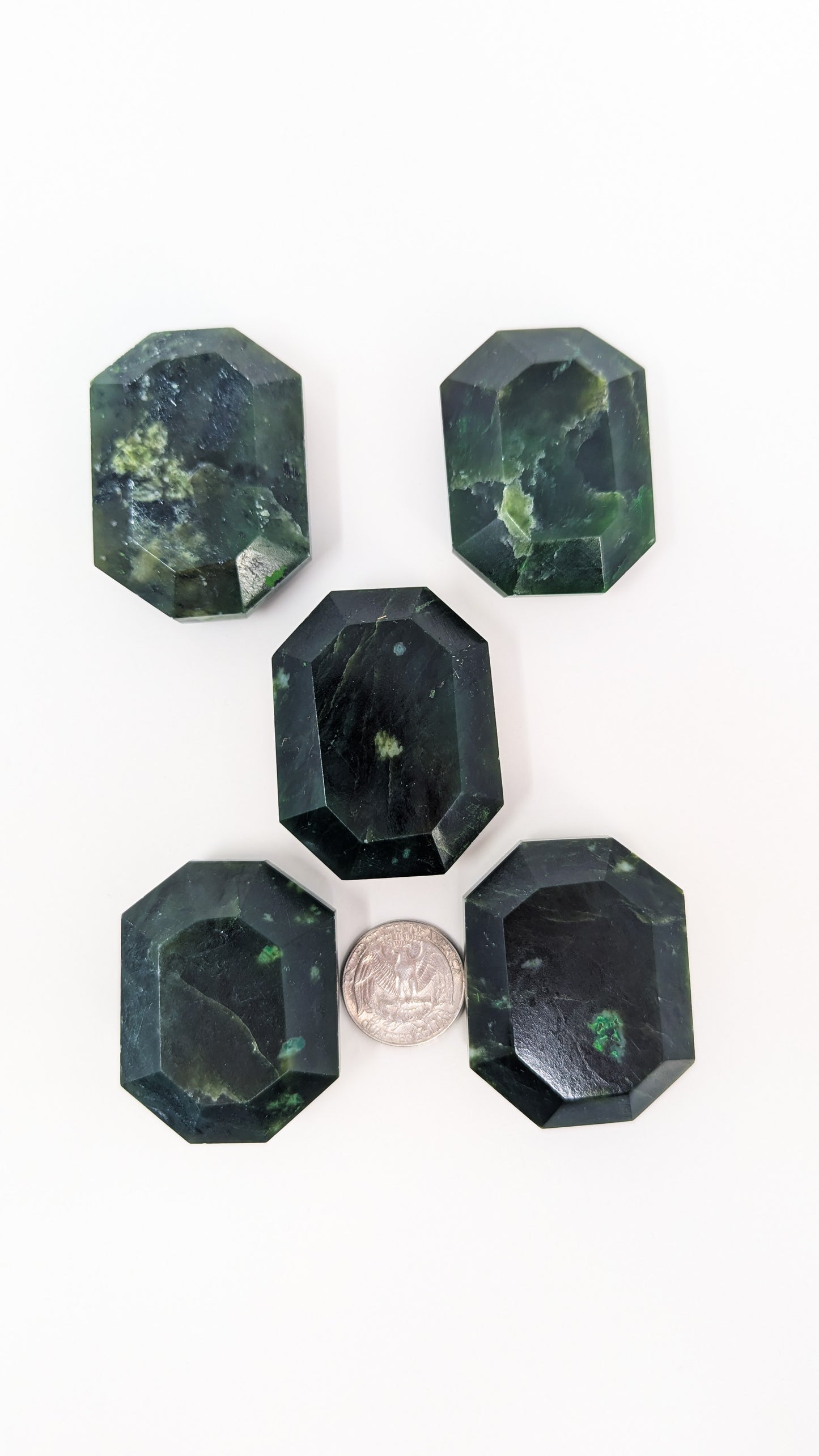 British Columbia Nephrite - Faceted Palm Stone - B Grade - 5pc - 381g