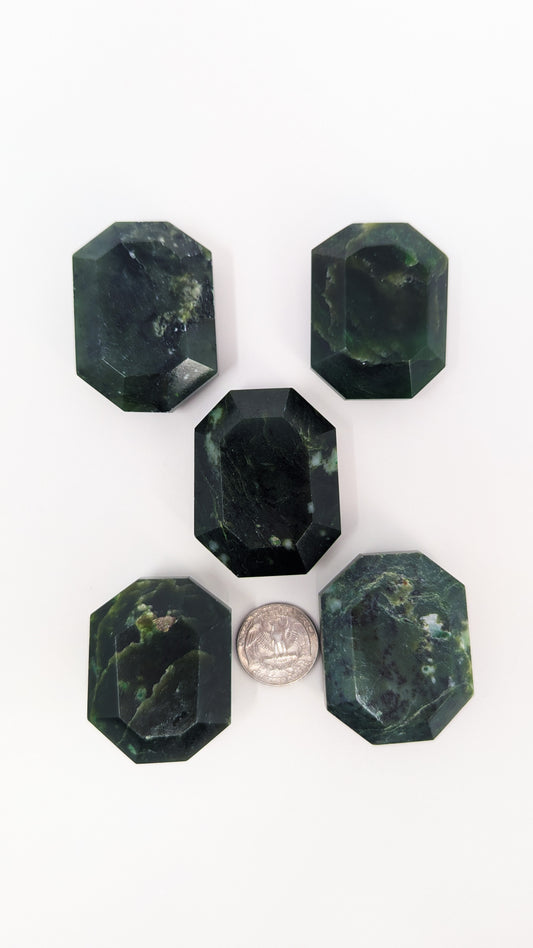 British Columbia Nephrite - Faceted Palm Stone - B Grade - 5pc - 381g