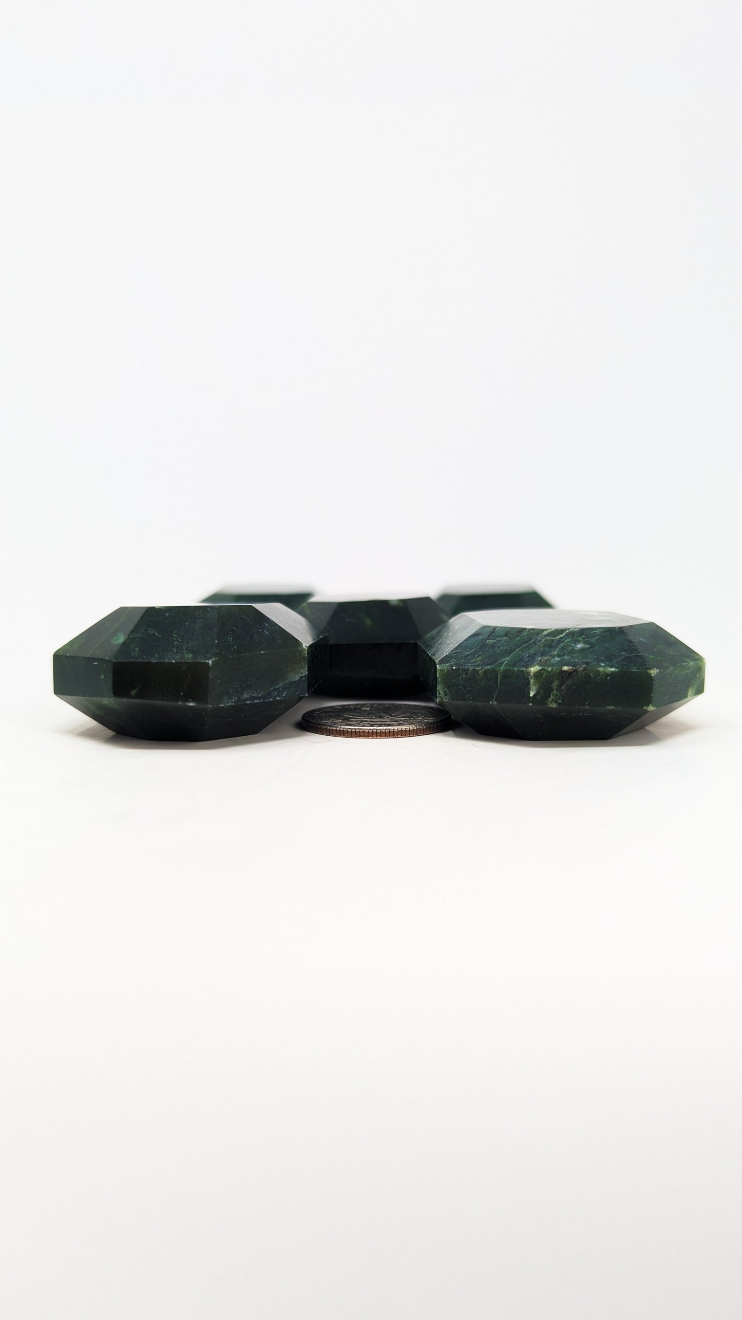 British Columbia Nephrite - Faceted Palm Stone - B Grade - 5pc - 381g