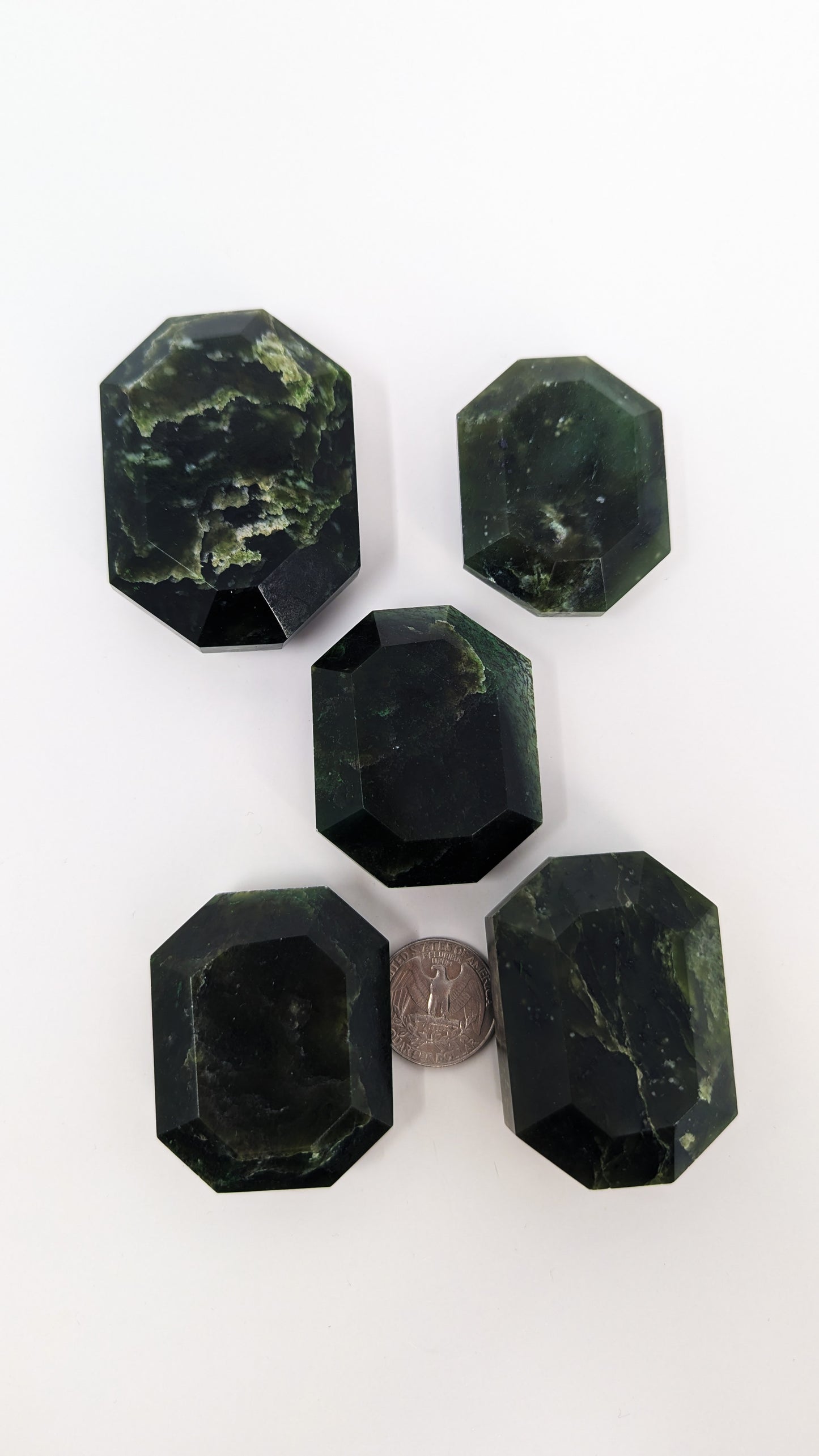 British Columbia Nephrite - Faceted Palm Stone - B Grade - 5pc - 502g