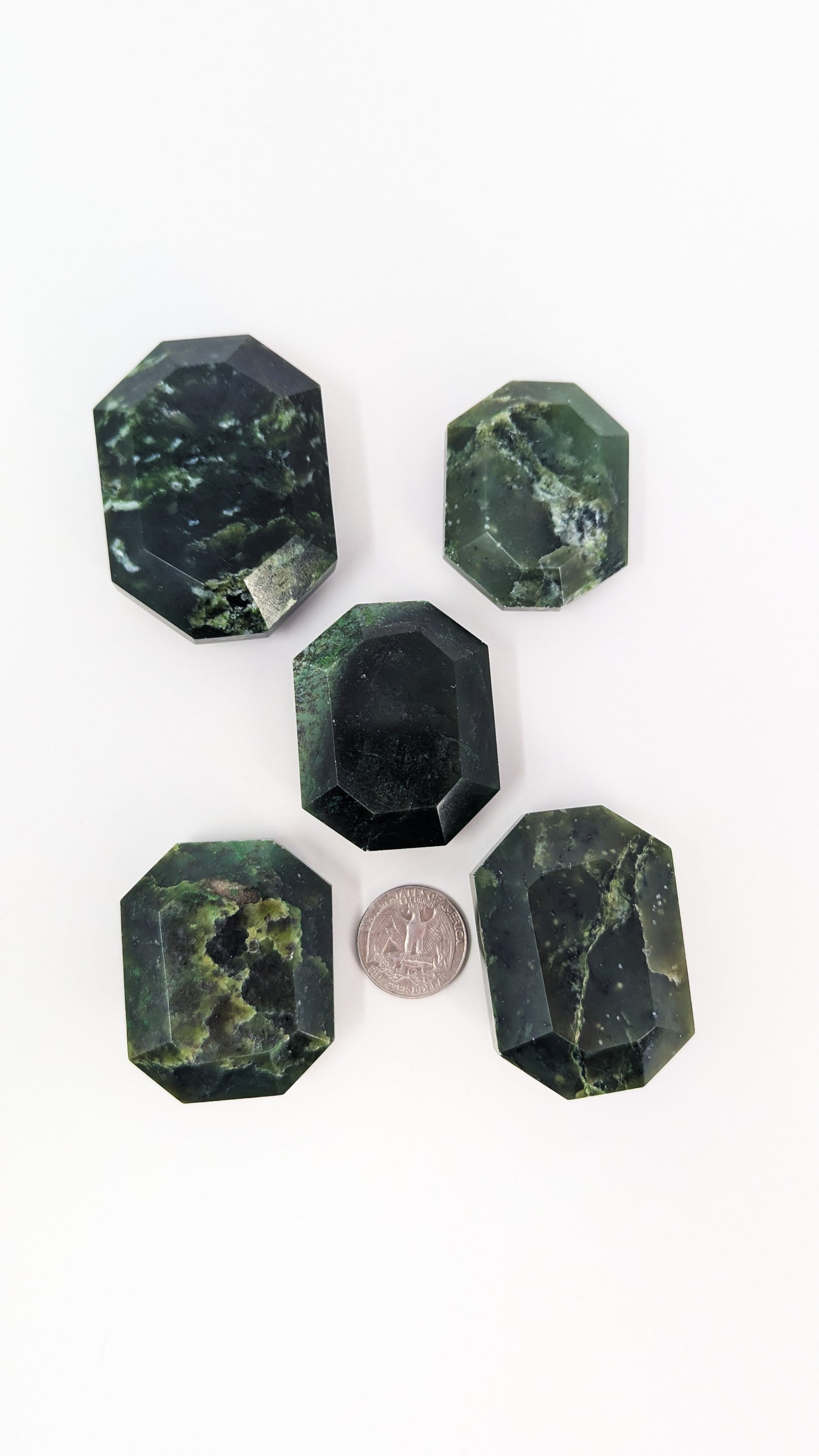 British Columbia Nephrite - Faceted Palm Stone - B Grade - 5pc - 502g